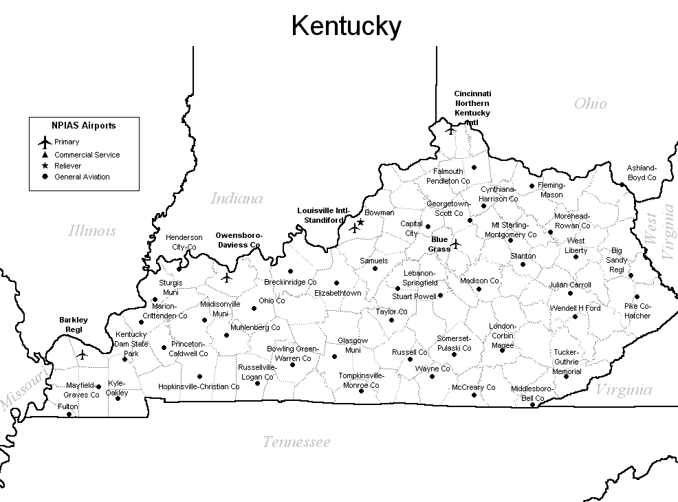 Kentucky Airport Map Kentucky Airports