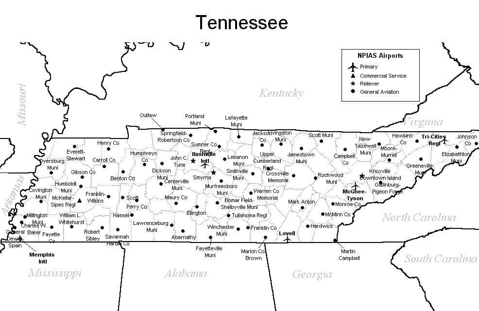 airports that go from tennessee to mason city iowa