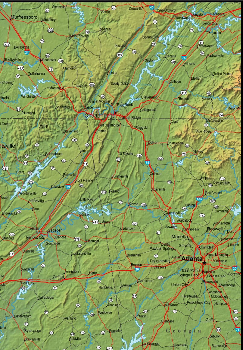 Map Of Northeast Alabama