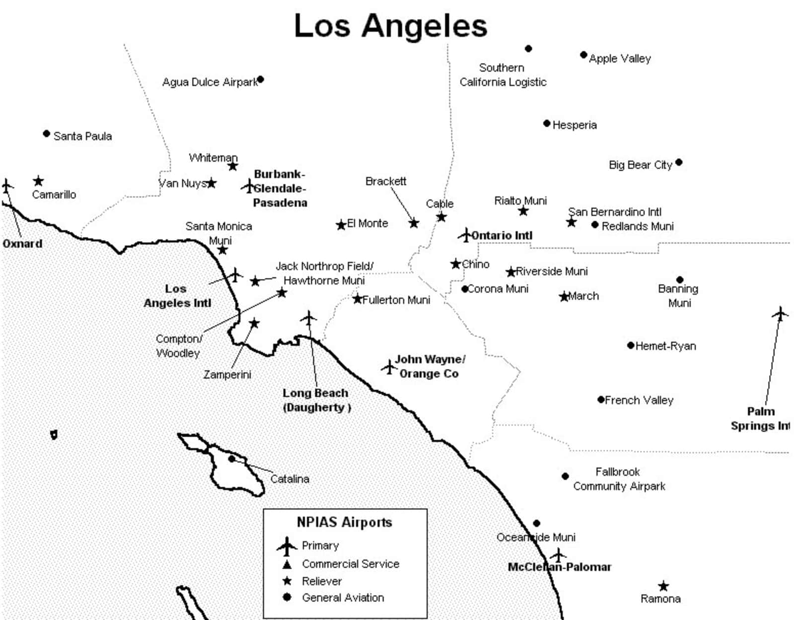 Airports Los Angeles Area Map Los Angeles Area Airports Map   Los Angeles Airports