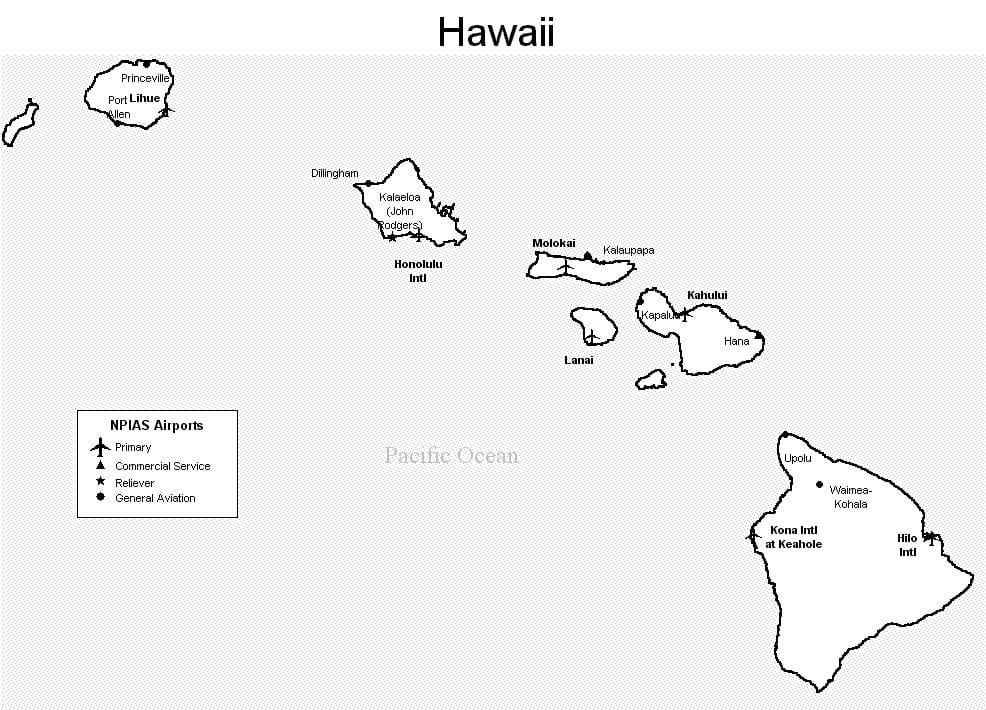 Hawaii Airport Map Hawaii Airports   Hawaii Airports 