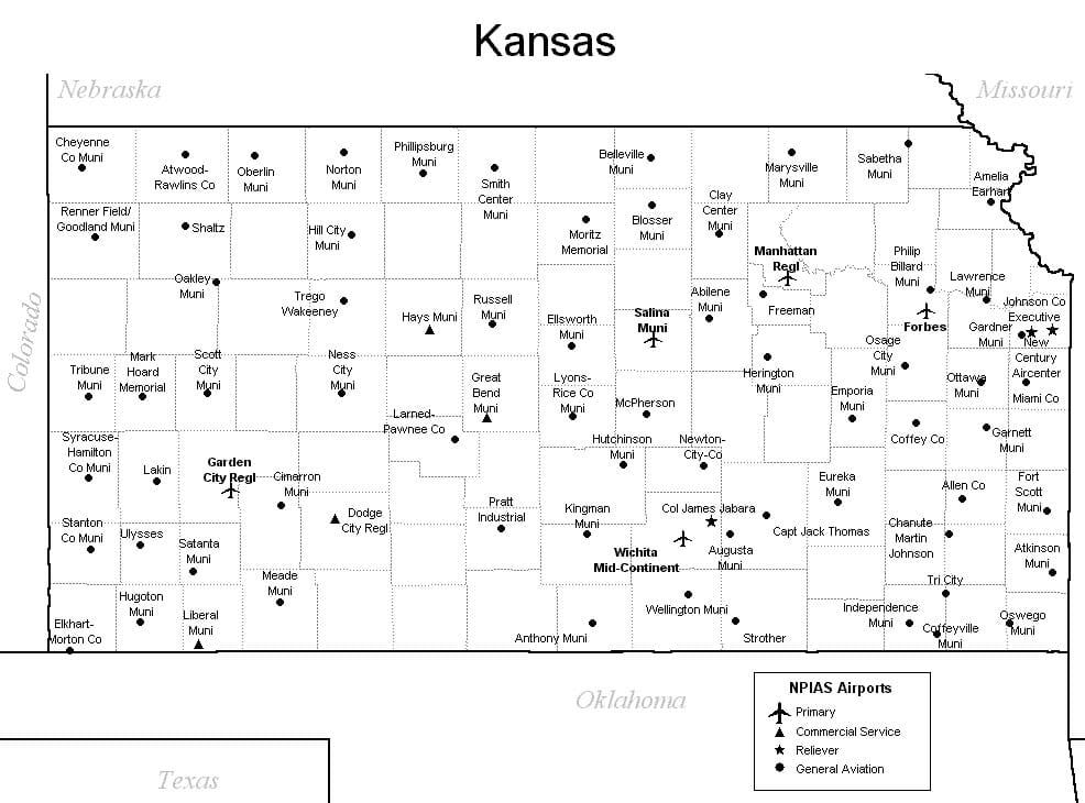 Kansas Airport Map - Kansas Airports