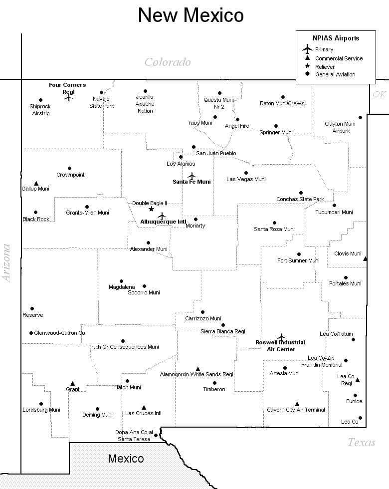 New Mexico Airport Map New Mexico Airports   New Mexico Airports 