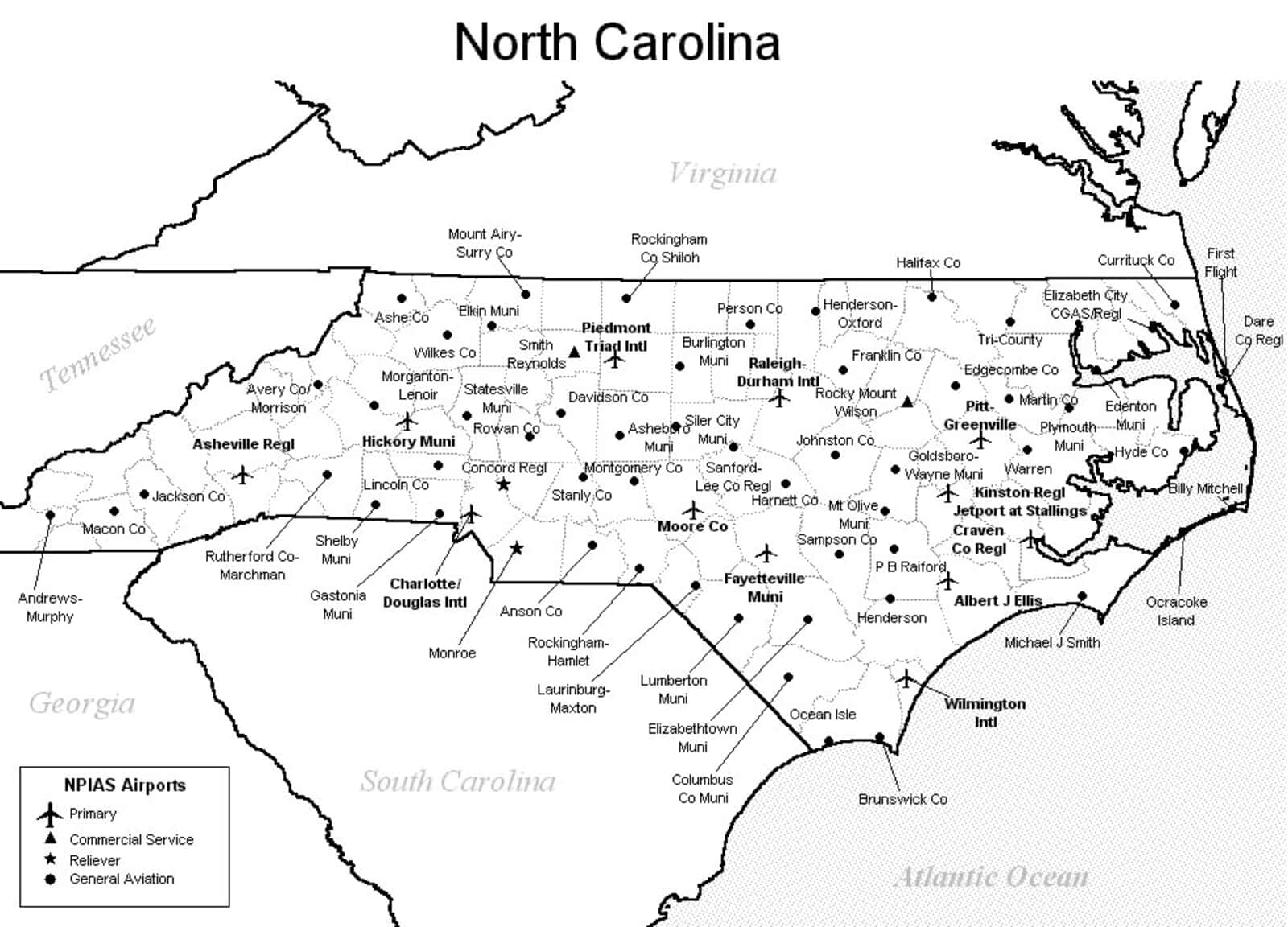 north carolina airports map North Carolina Airport Map North Carolina Airports north carolina airports map