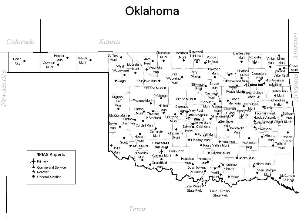 Oklahoma Airport Map - Oklahoma Airports