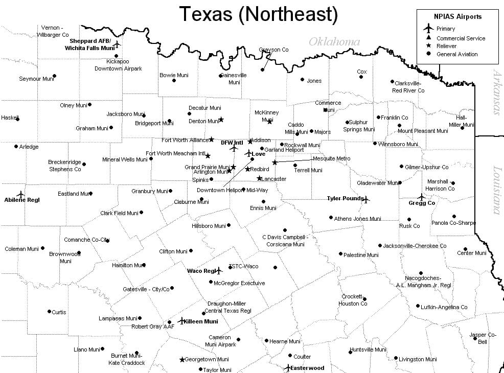 Map Of North East Texas   Texas Northeast 