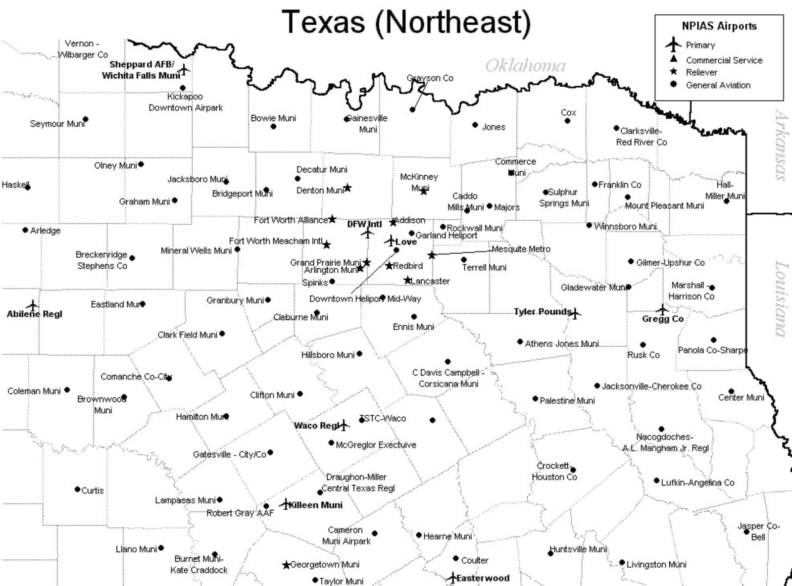 map of northeast texas Northeast Texas Airport Map Northeast Texas Airports map of northeast texas