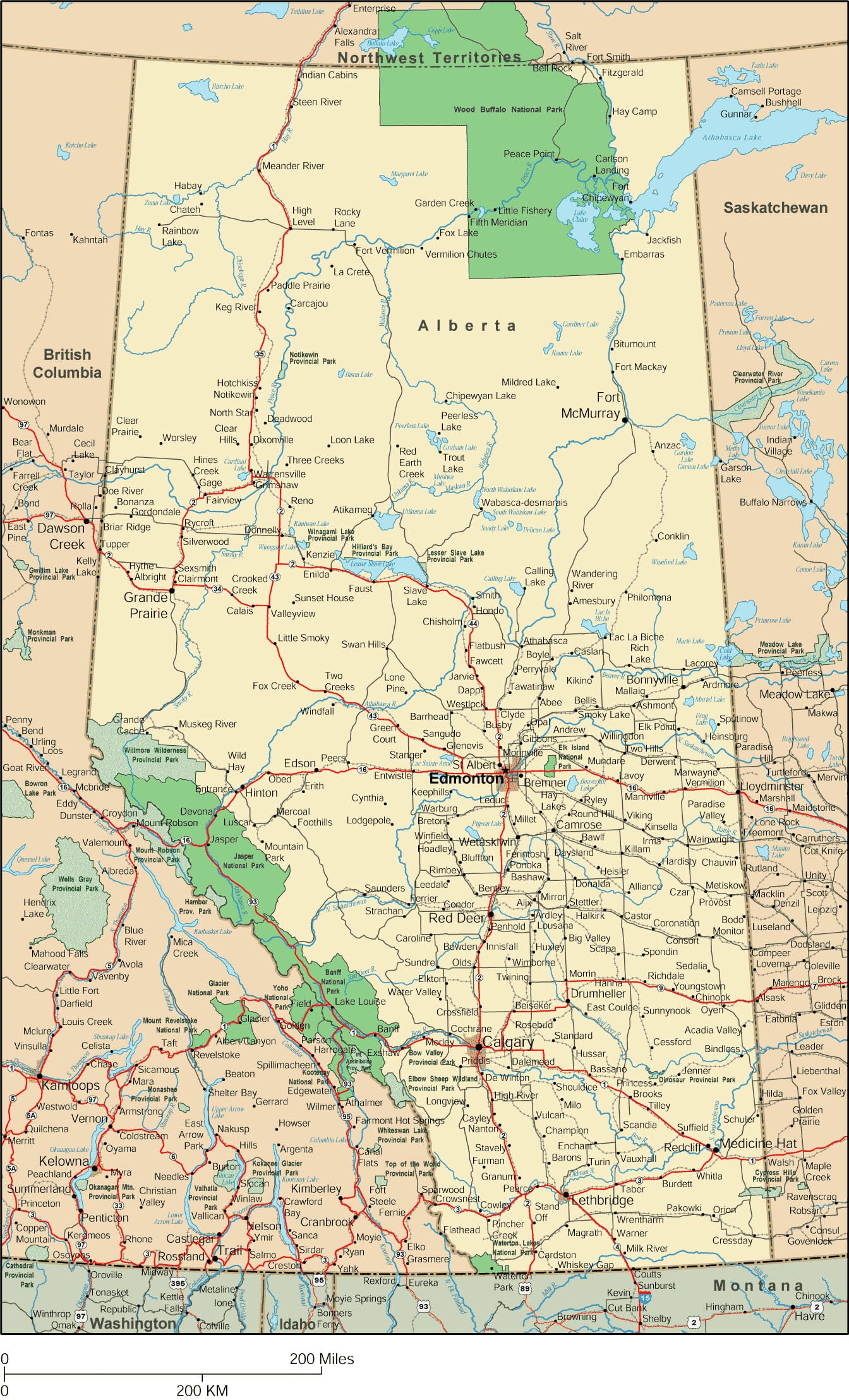 detailed Alberta map