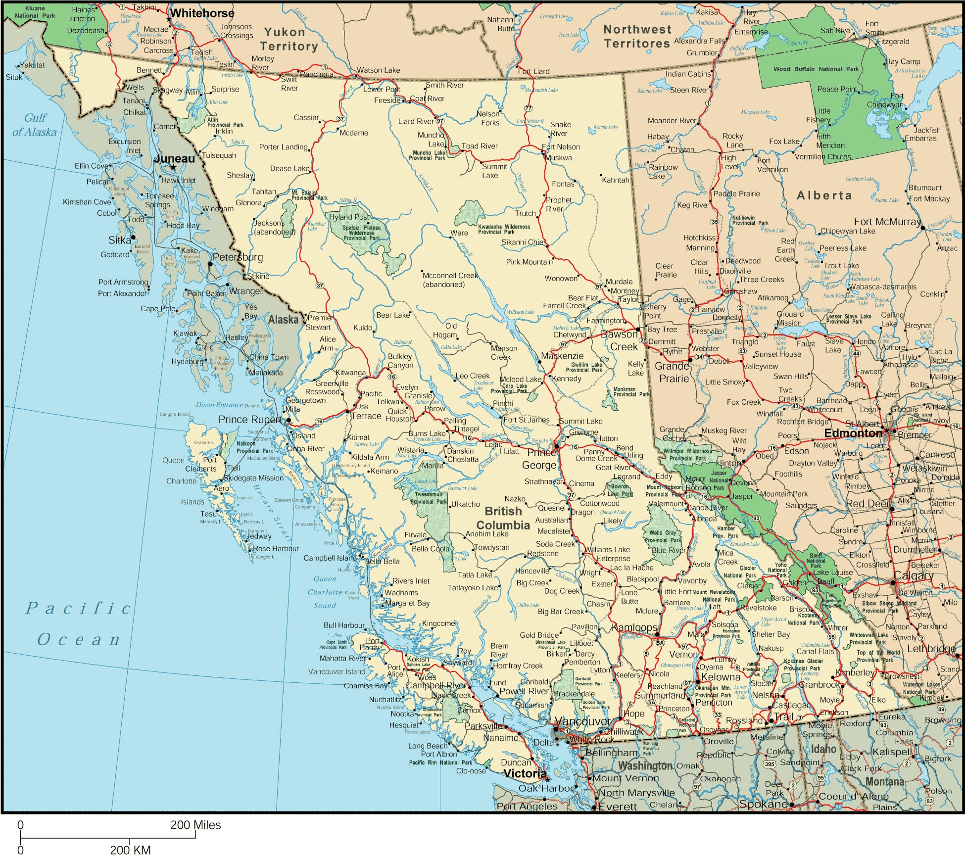 British Columbia Map With Cities   British Columbia Map 