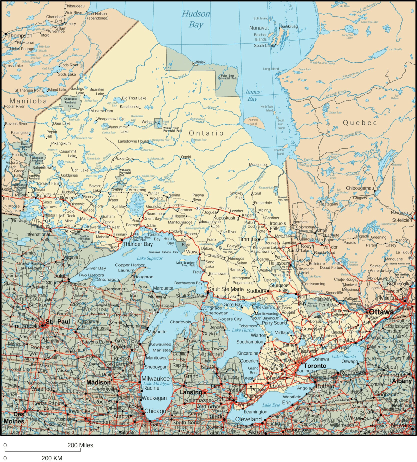 Ontario Map - Detailed Map of Ontario Canada