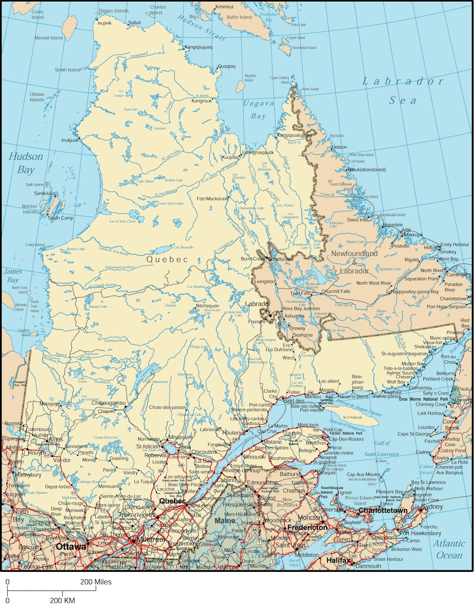 Detailed Map Of Quebec