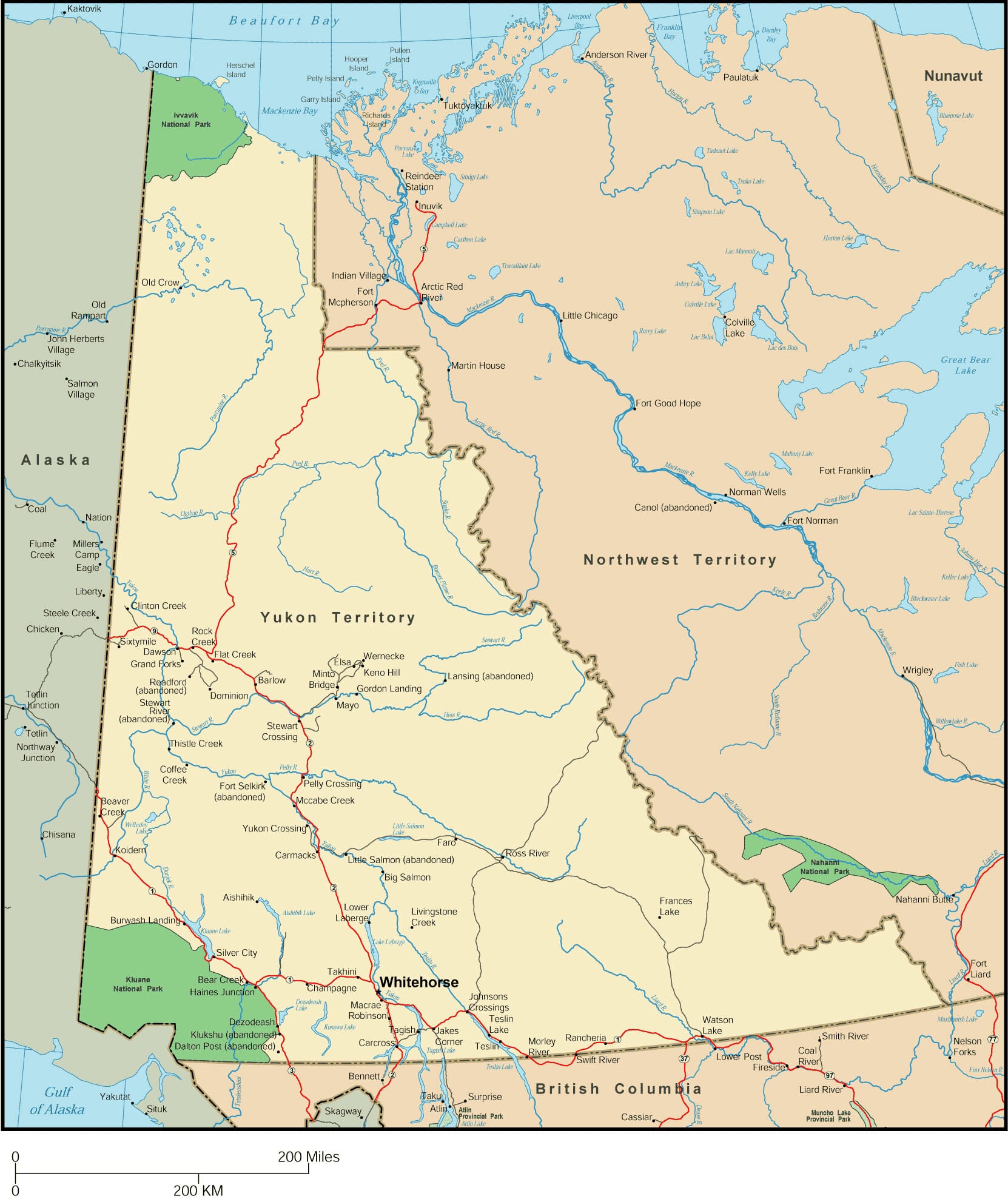 Yukon Map - Detailed Map of Yukon Territory