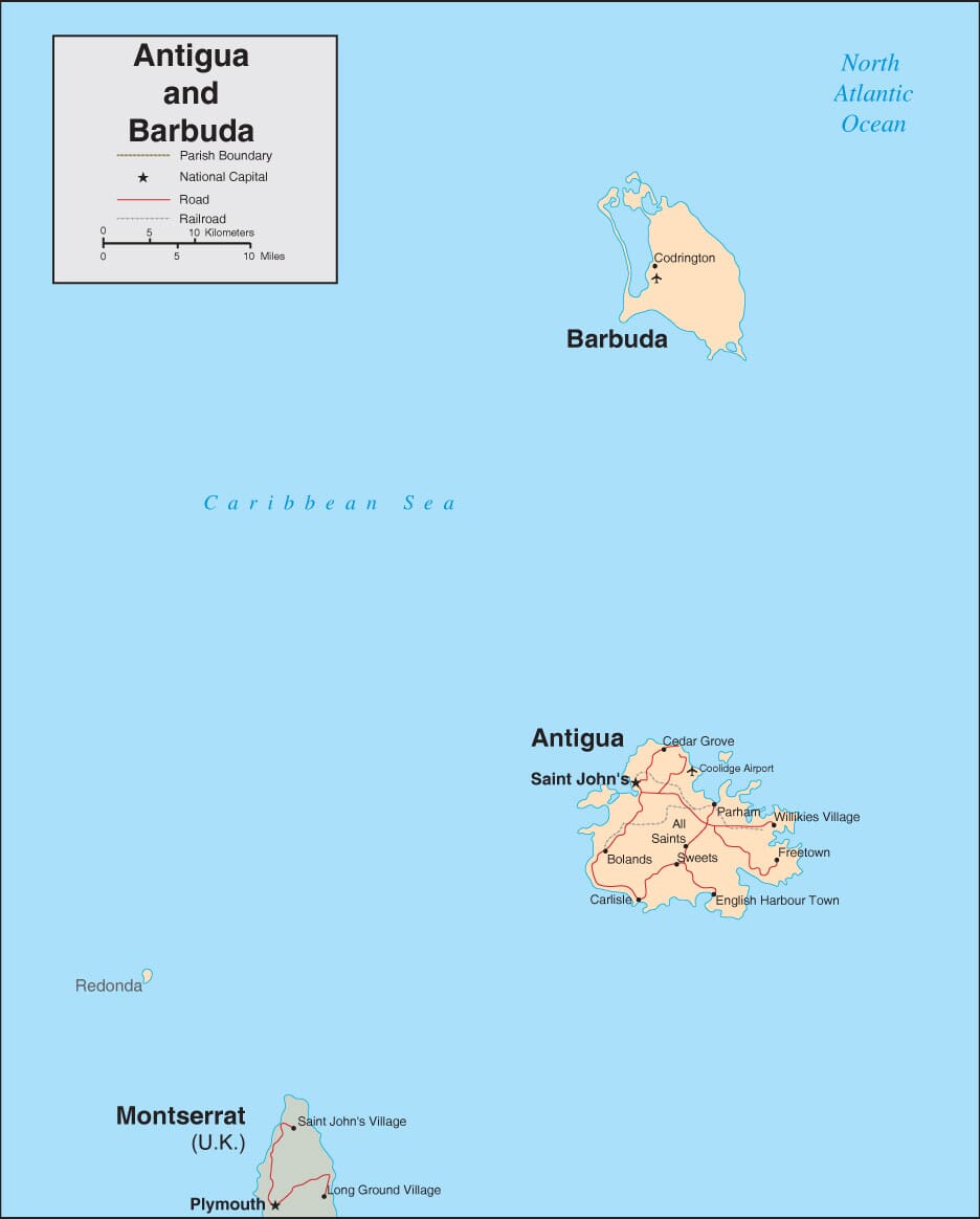 Antigua map - Barbuda map