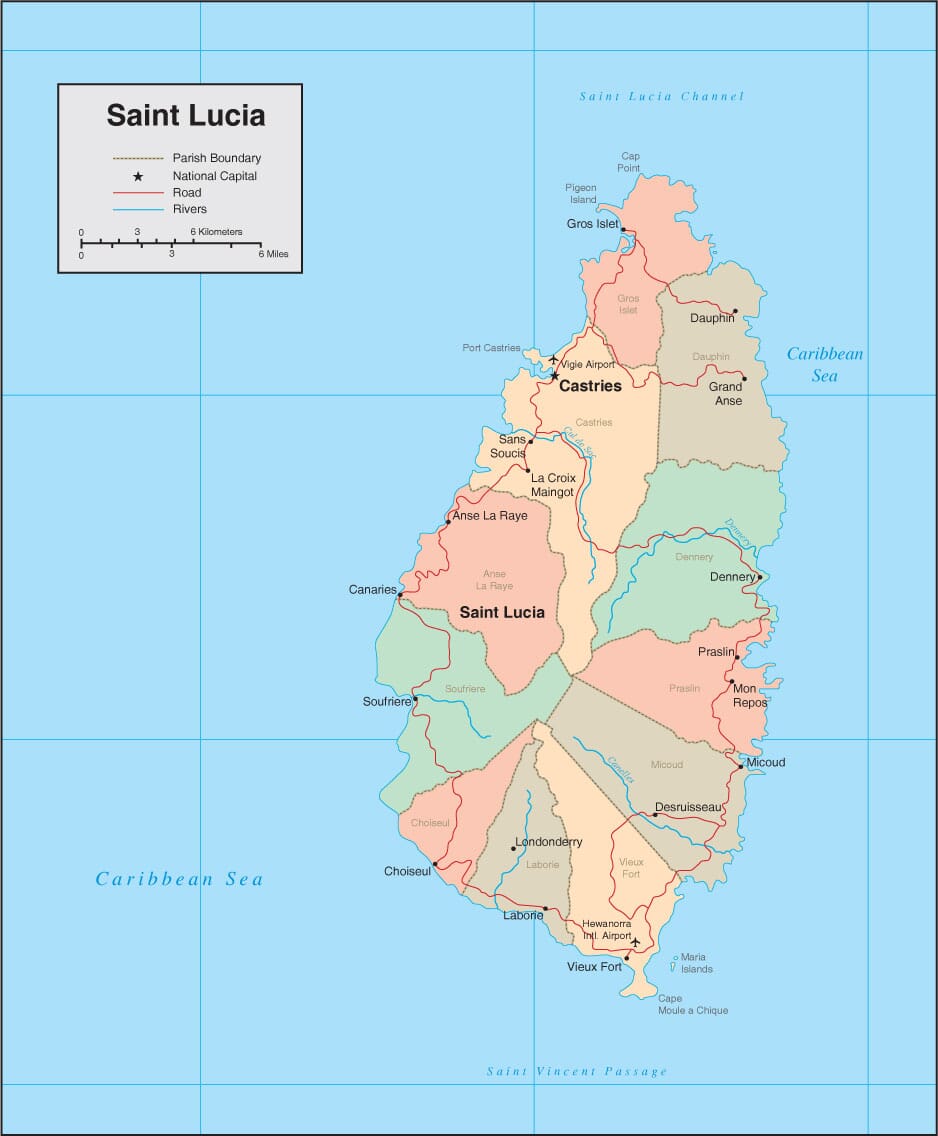 St Lucia map