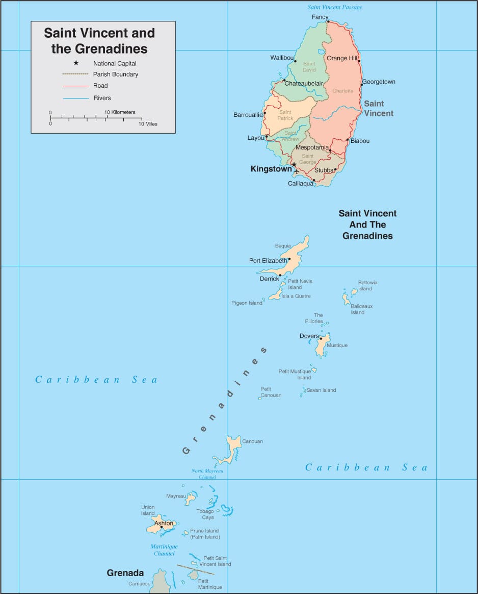 St Vincent Map Map Of St Vincent And The Grenadines   St Vincent Map 