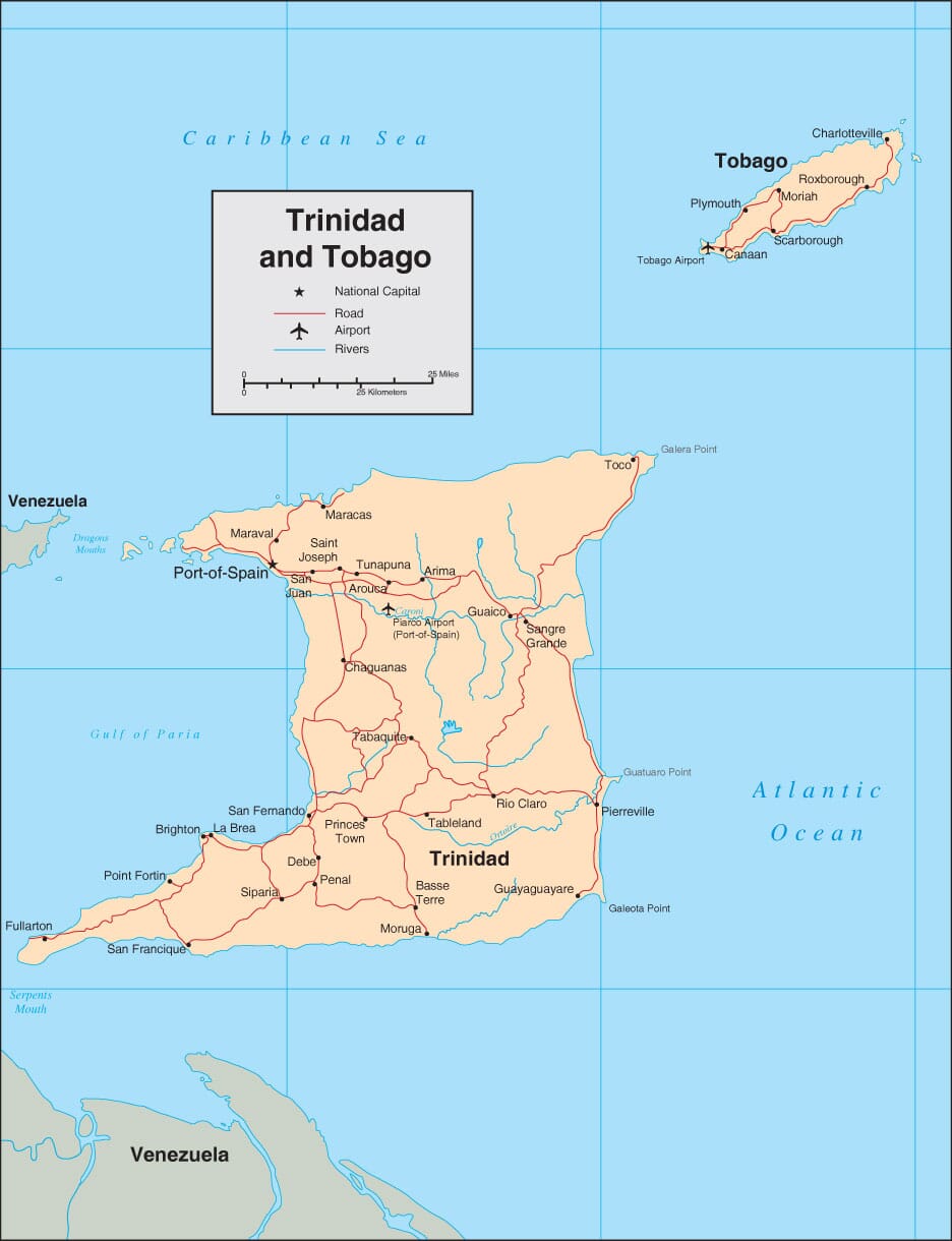 Trinidad map - Tobago map