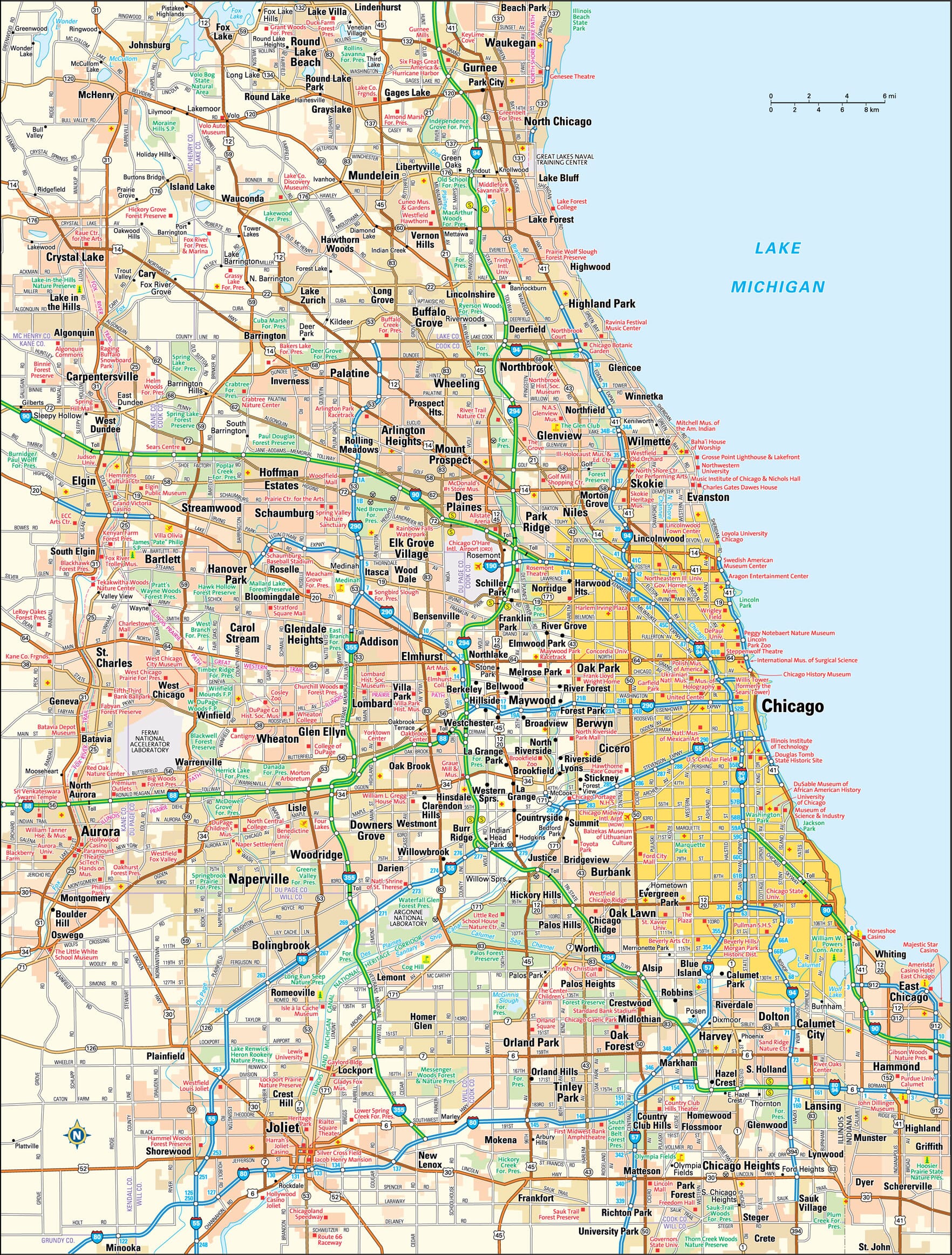 Printable Map Of Chicago Area