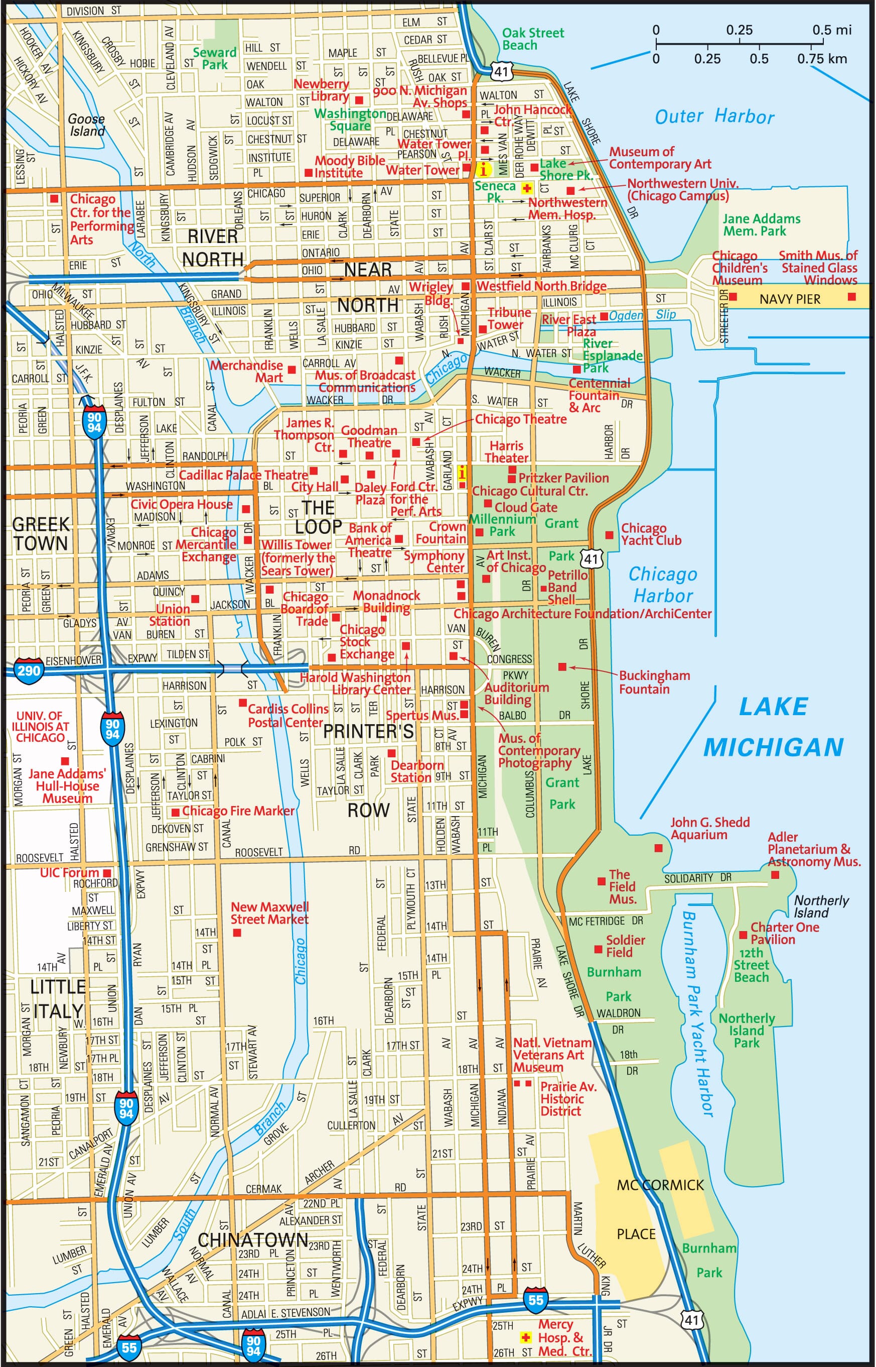 Printable Downtown Chicago Map
