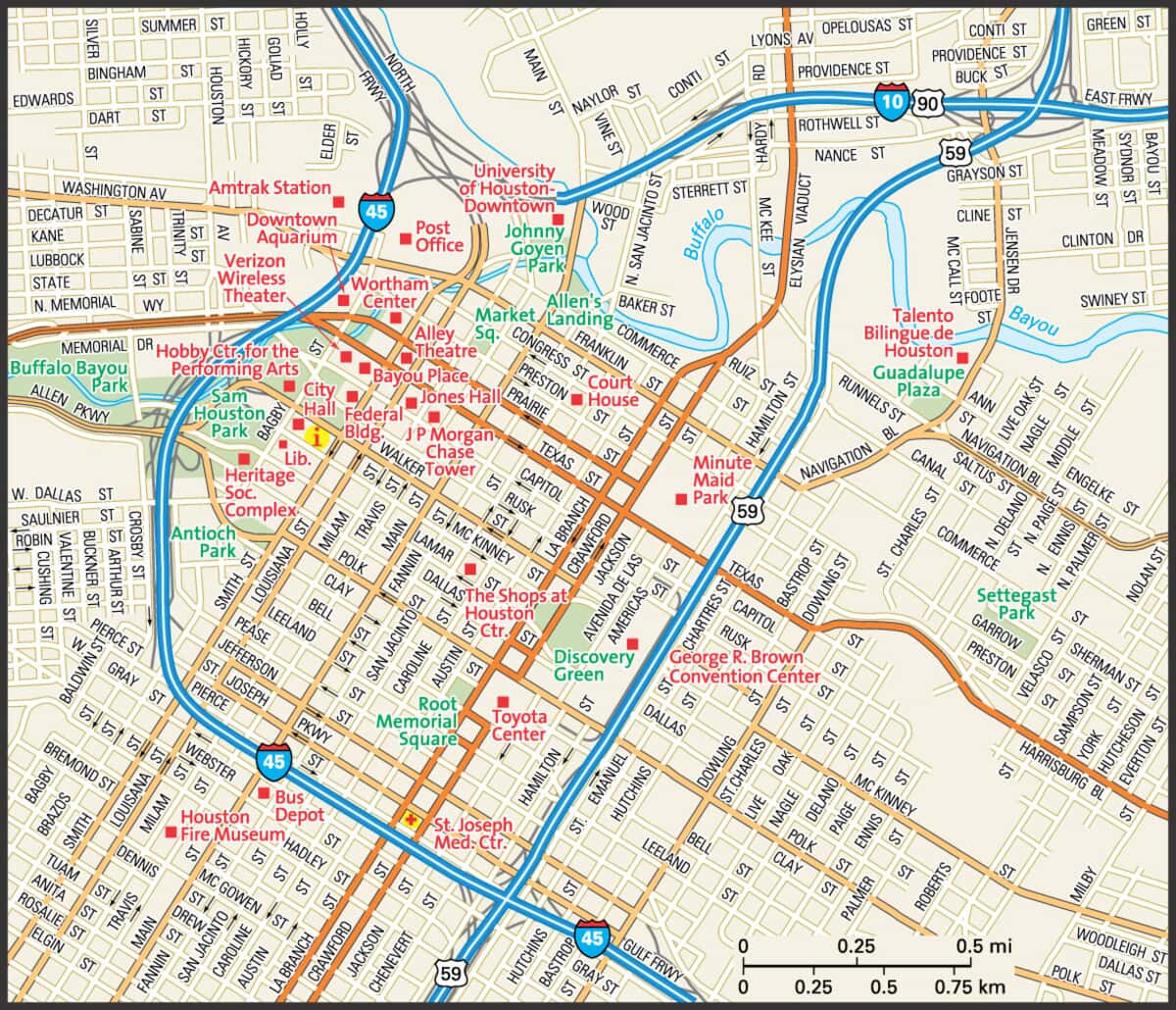 Printable Map Of Downtown Houston