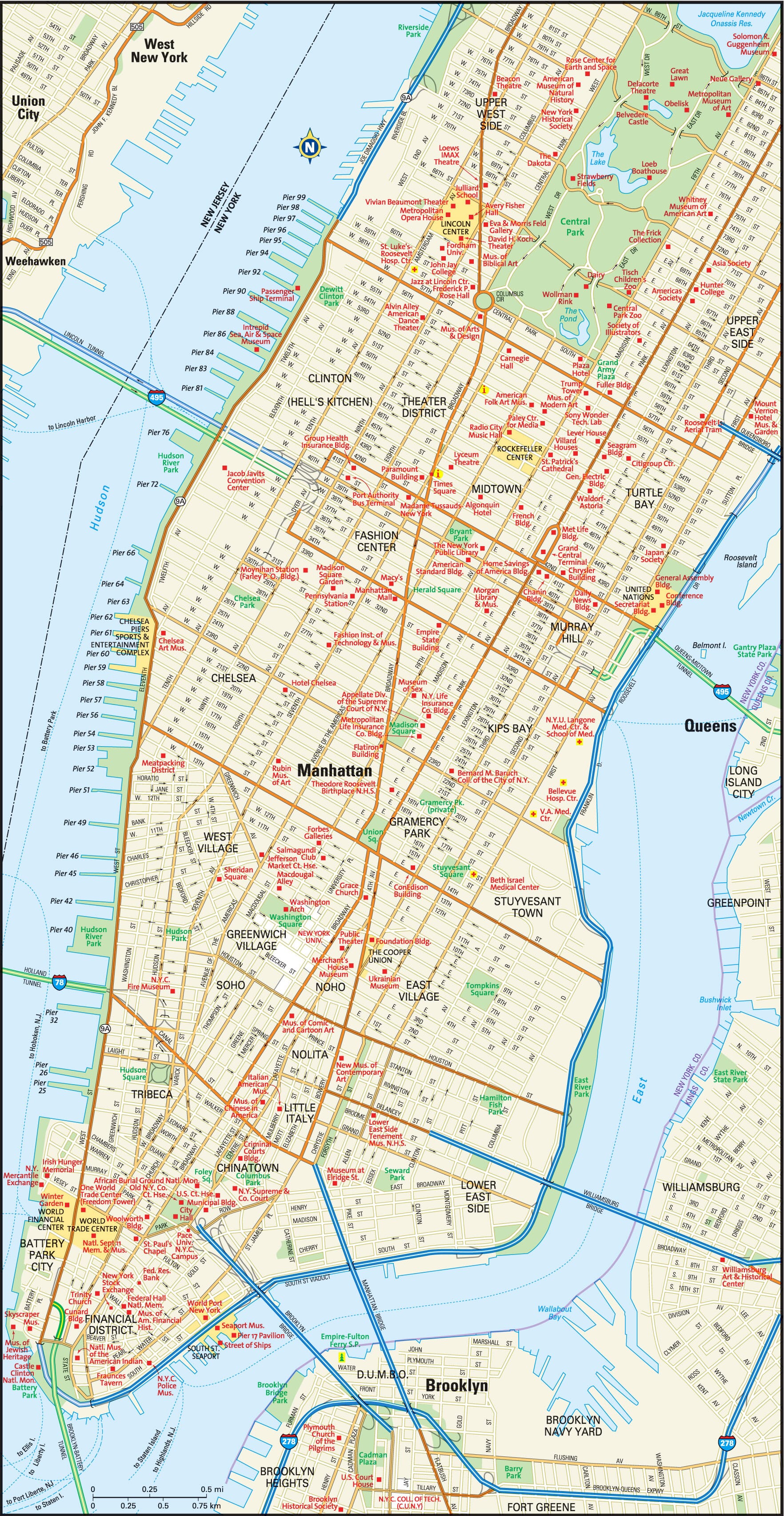 new york city is located in the southeastern part of new york state just east of new jersey