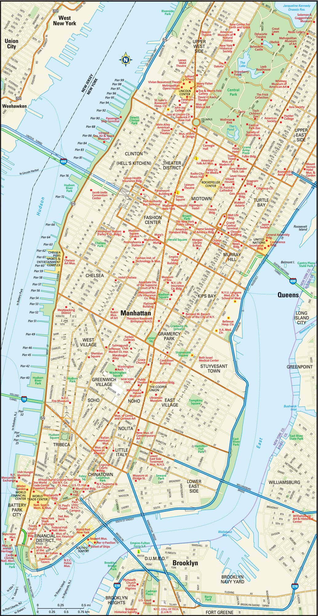 Street Map Of Manhattan Nyc - New York Map Poster