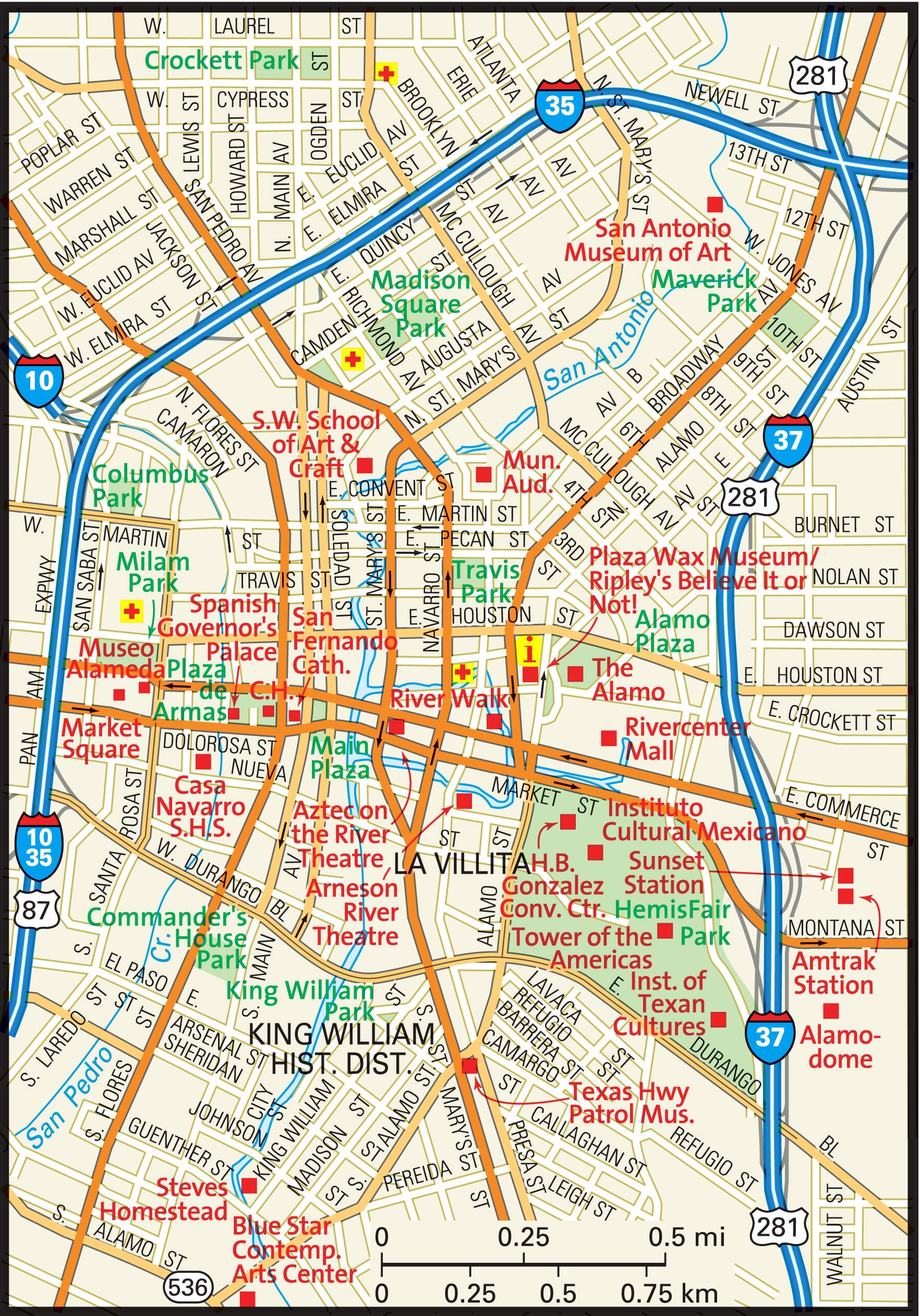 san antonio tourism map