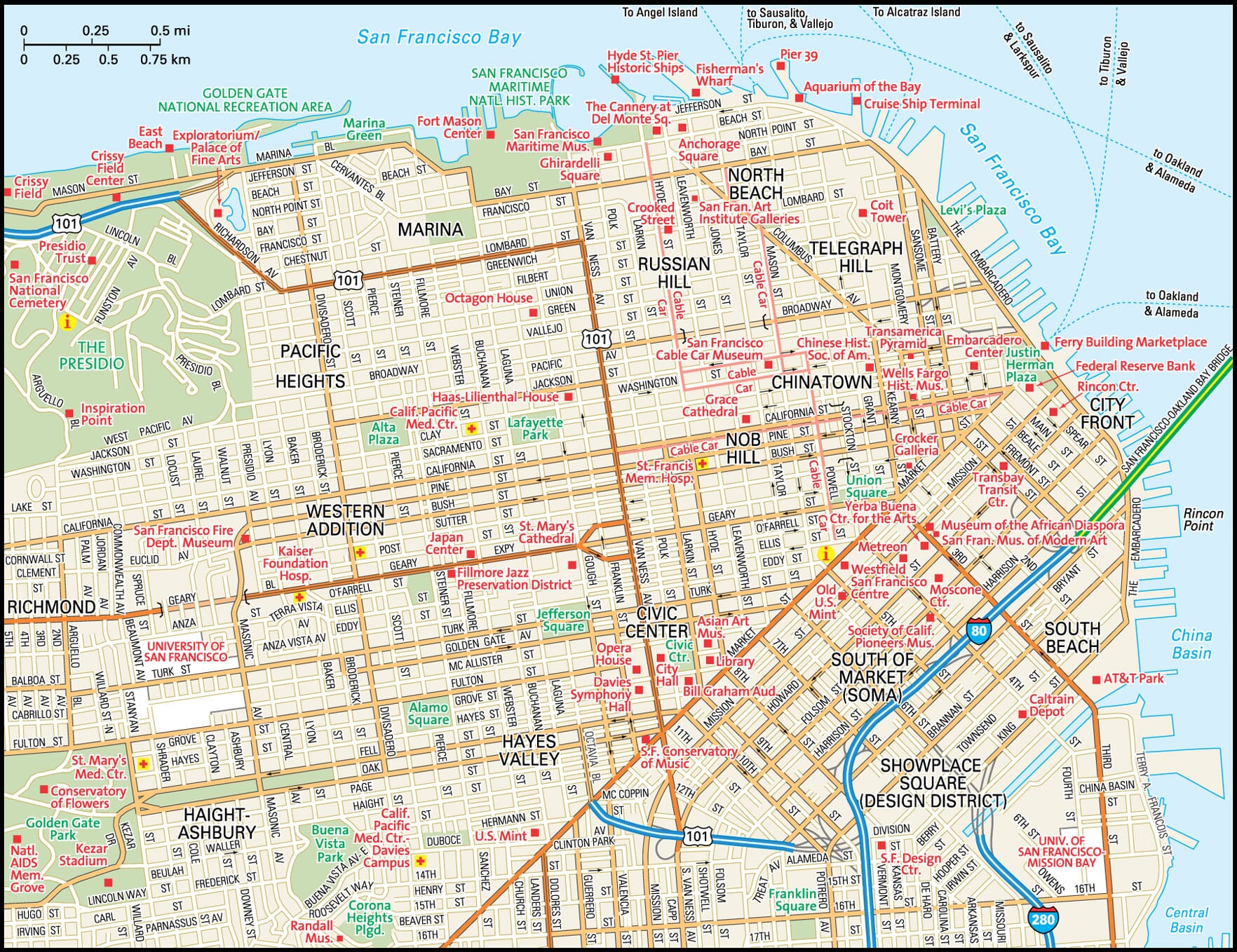 San Francisco Map Guide To San Francisco California   Downtown San Francisco Map 1764 