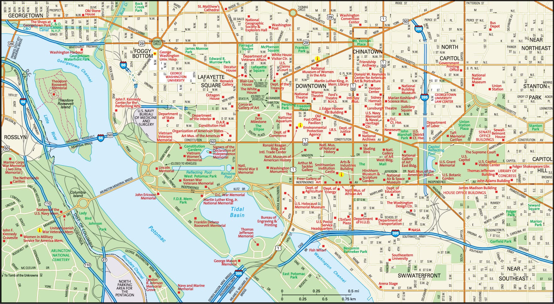 Washington DC Map and Travel Guide - Maps of Washington, DC