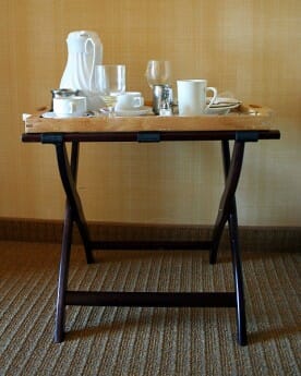 folding table with food service tray