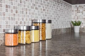 Kitchen Countertop with Food Storage Canisters