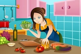 beautiful woman cooking healthy food