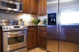 major appliances - refrigerator, stove, and microwave oven