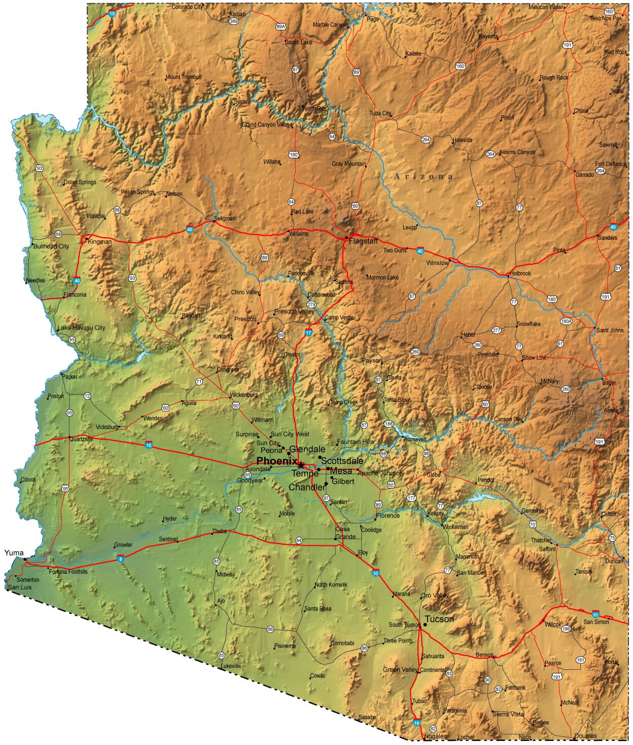 detailed arizona time zone map