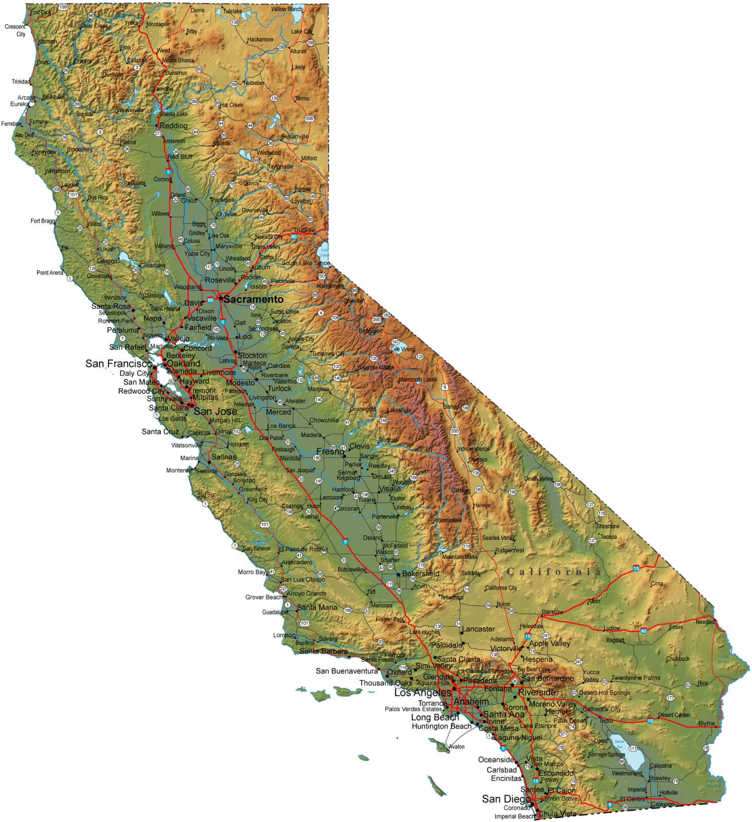 Large Detailed Map Of California With Cities And Towns | atelier-yuwa ...