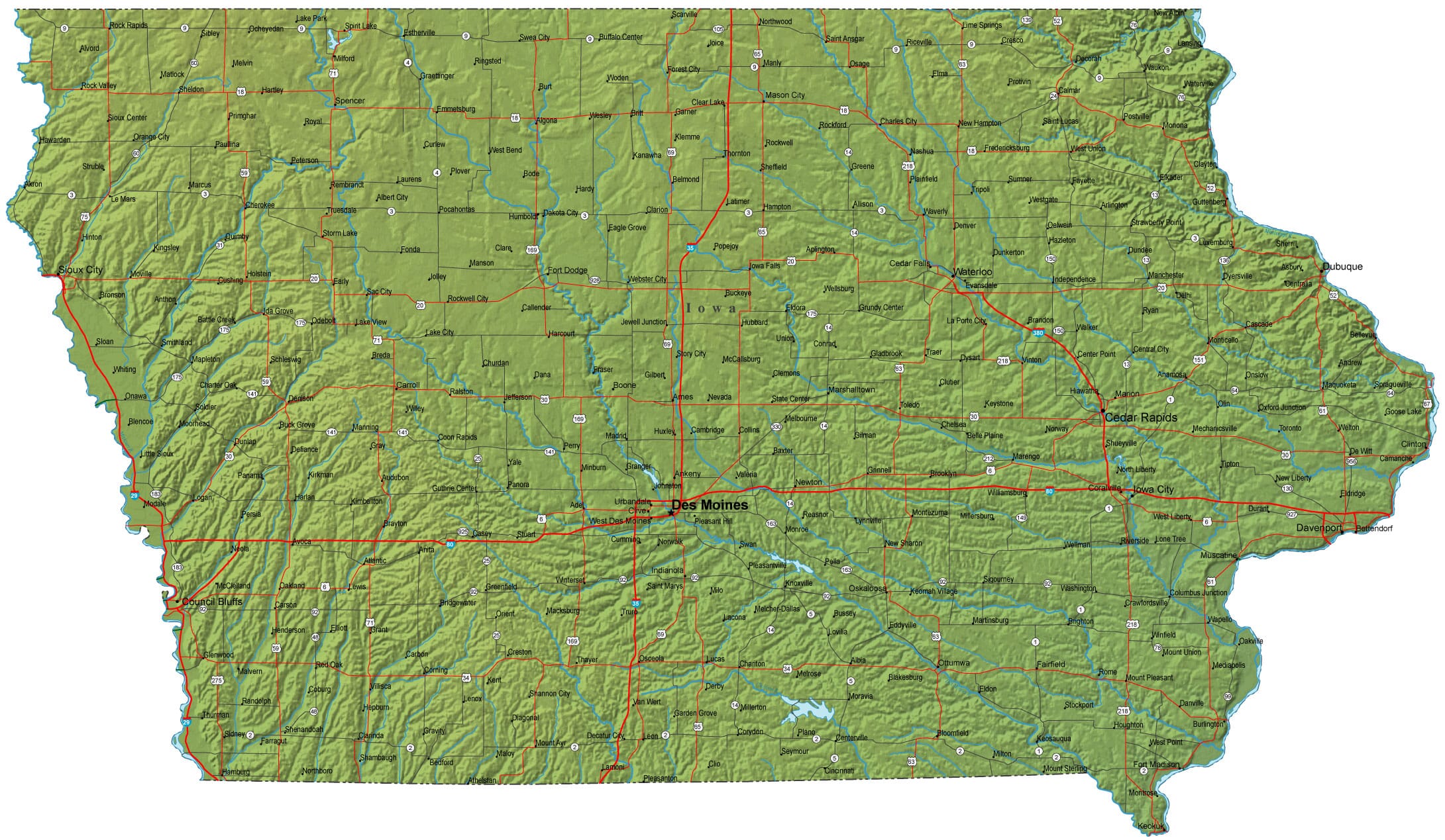 Printable Iowa Map With Cities