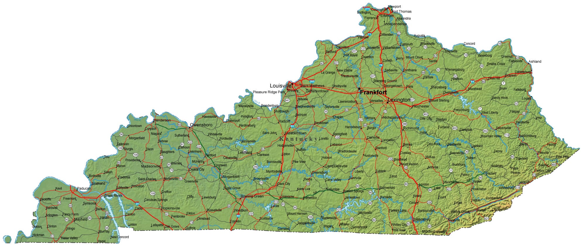 Printable Kentucky Map With Cities