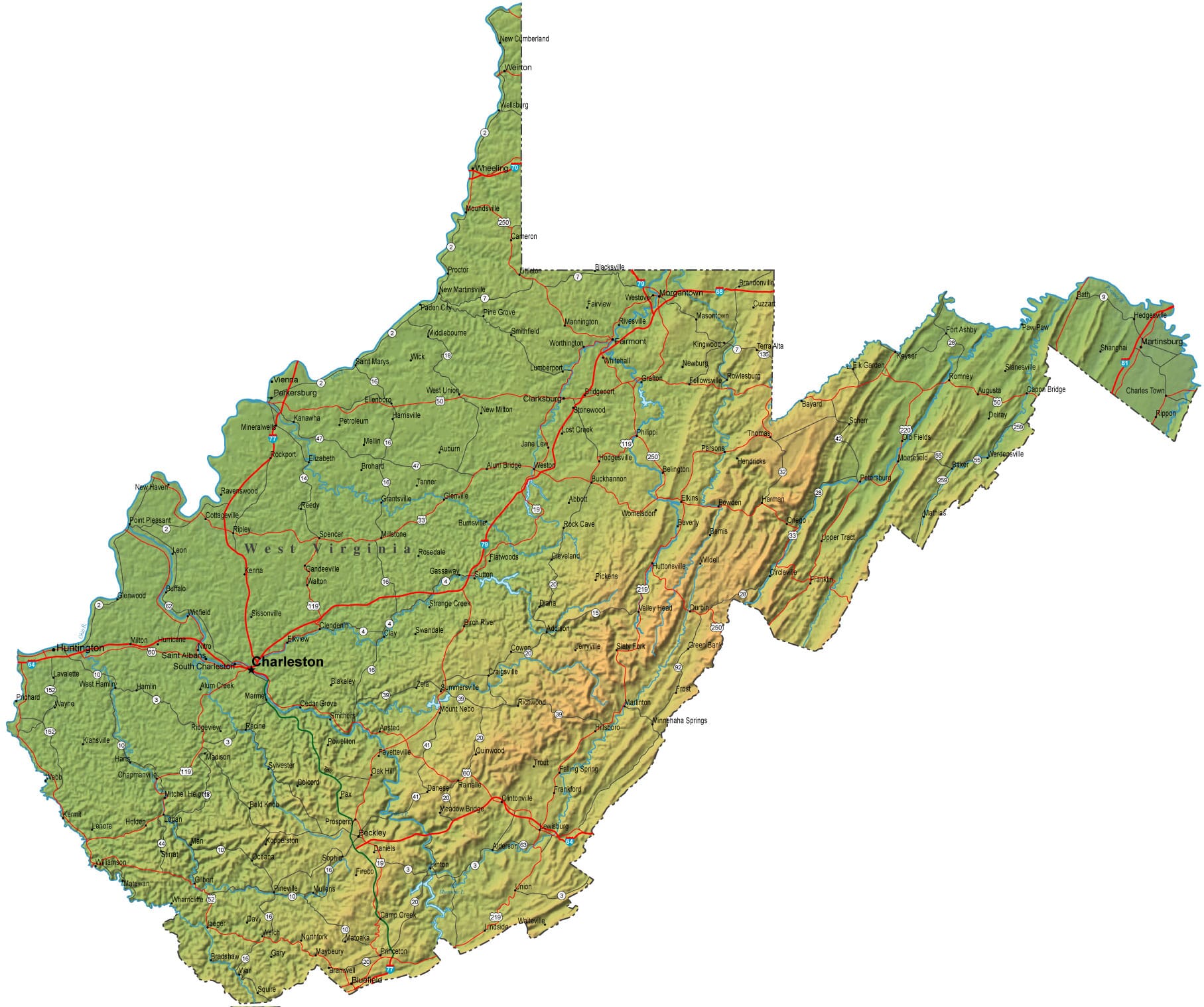 Printable Map Of West Virginia