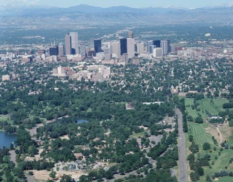 Denver Colorado aerial view