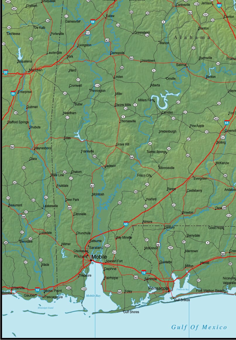 Southwest alabama map