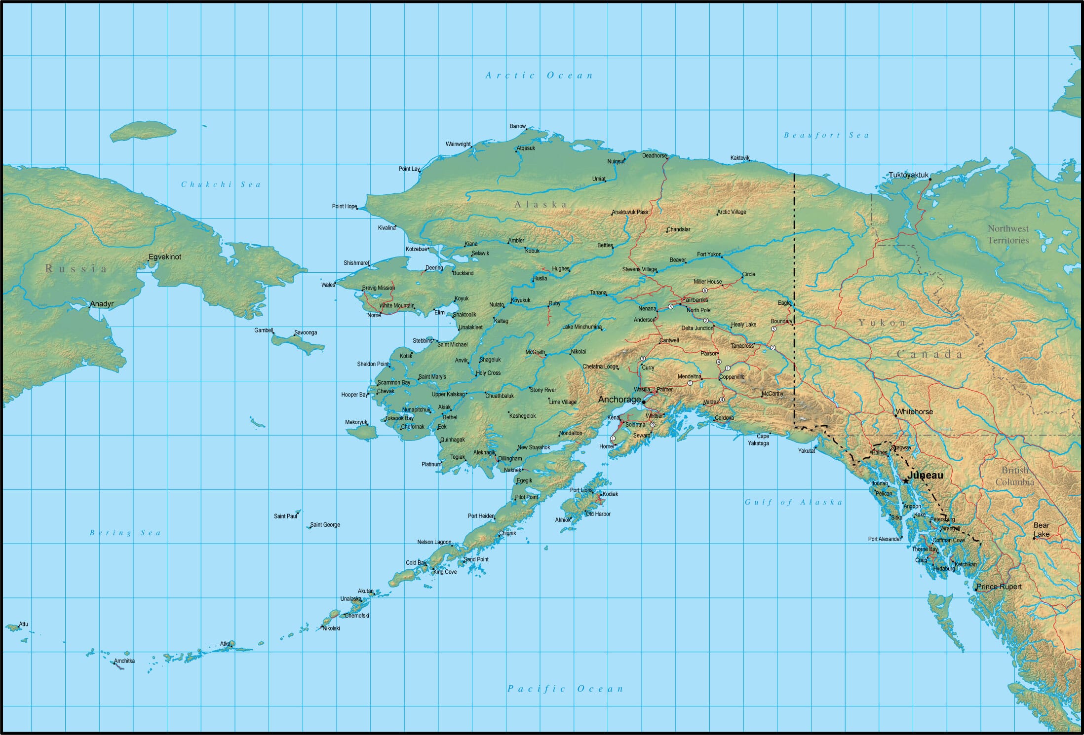 Map of Alaska and the Surrounding Region