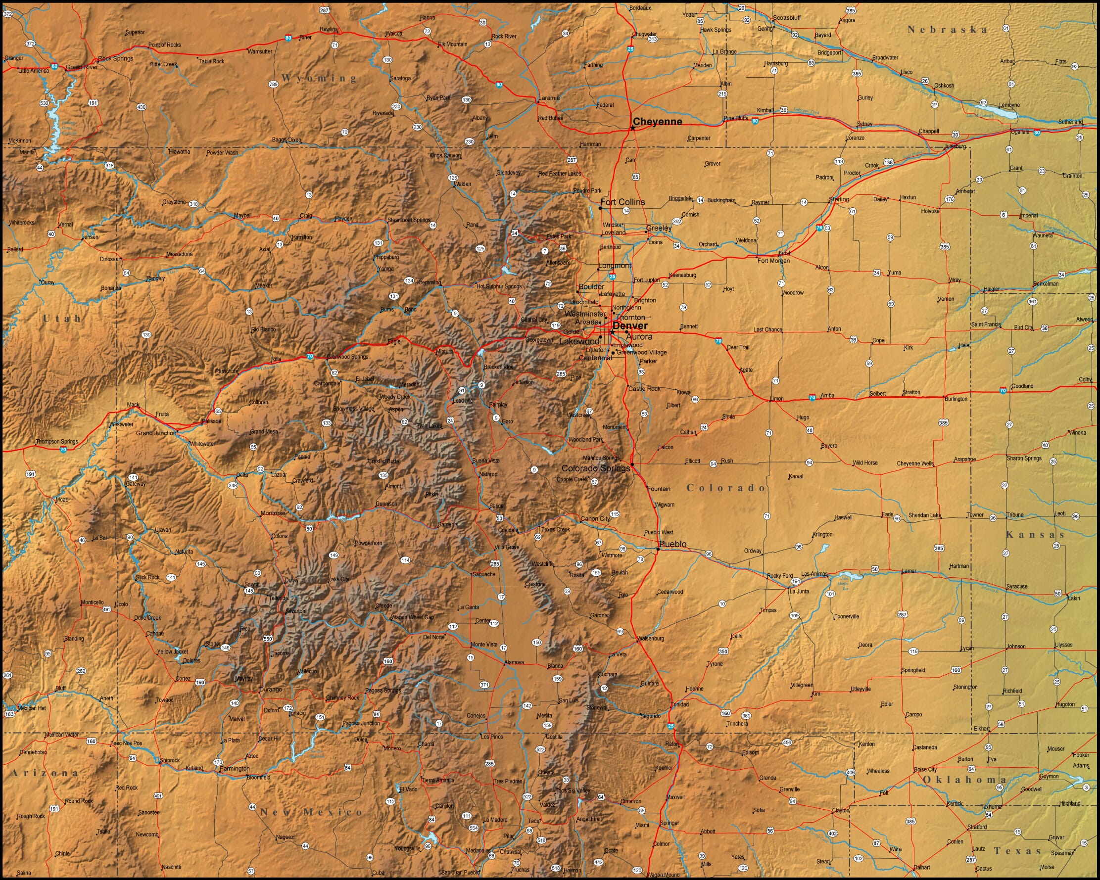 Map of Colorado and the Surrounding Region