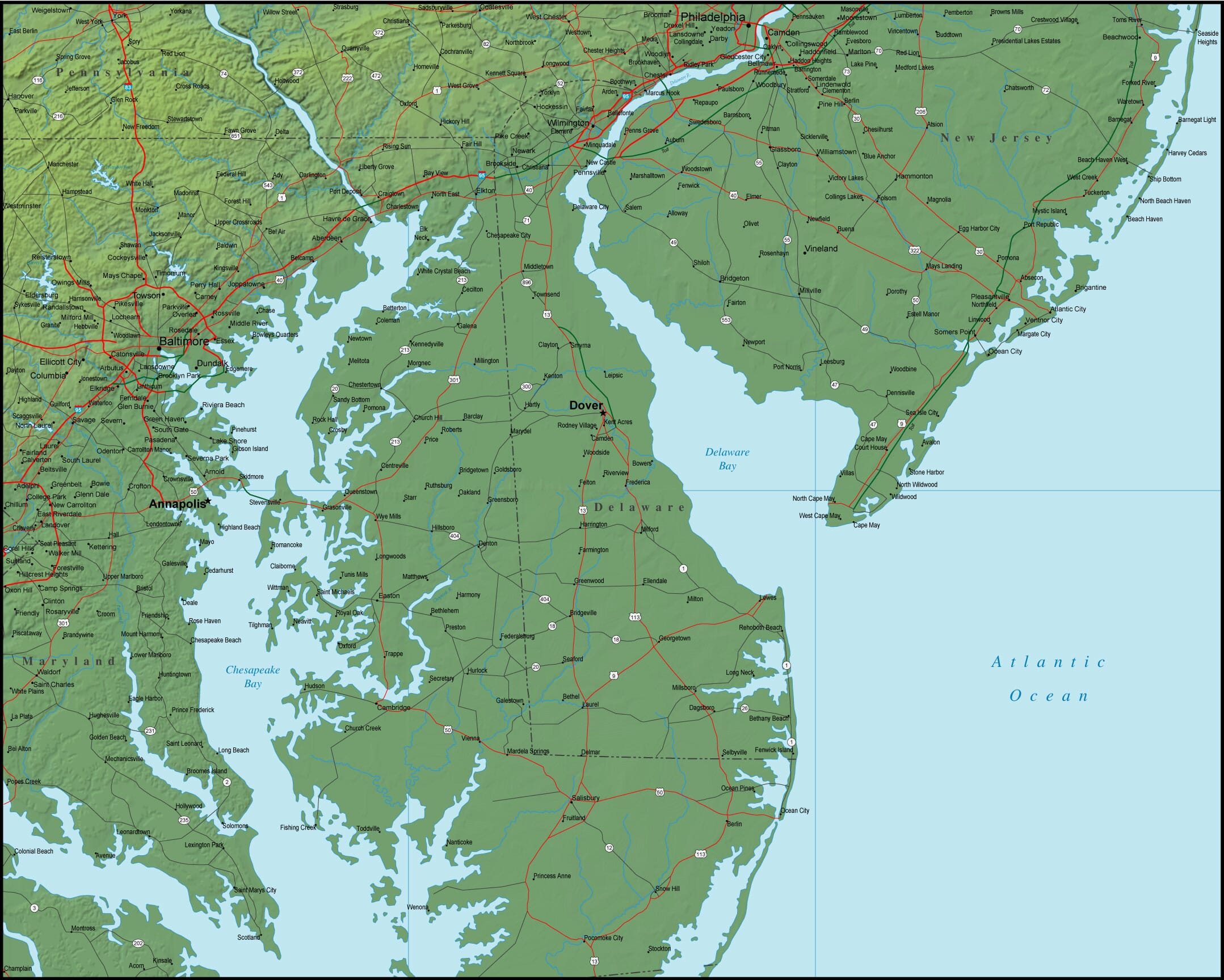Delaware regional map
