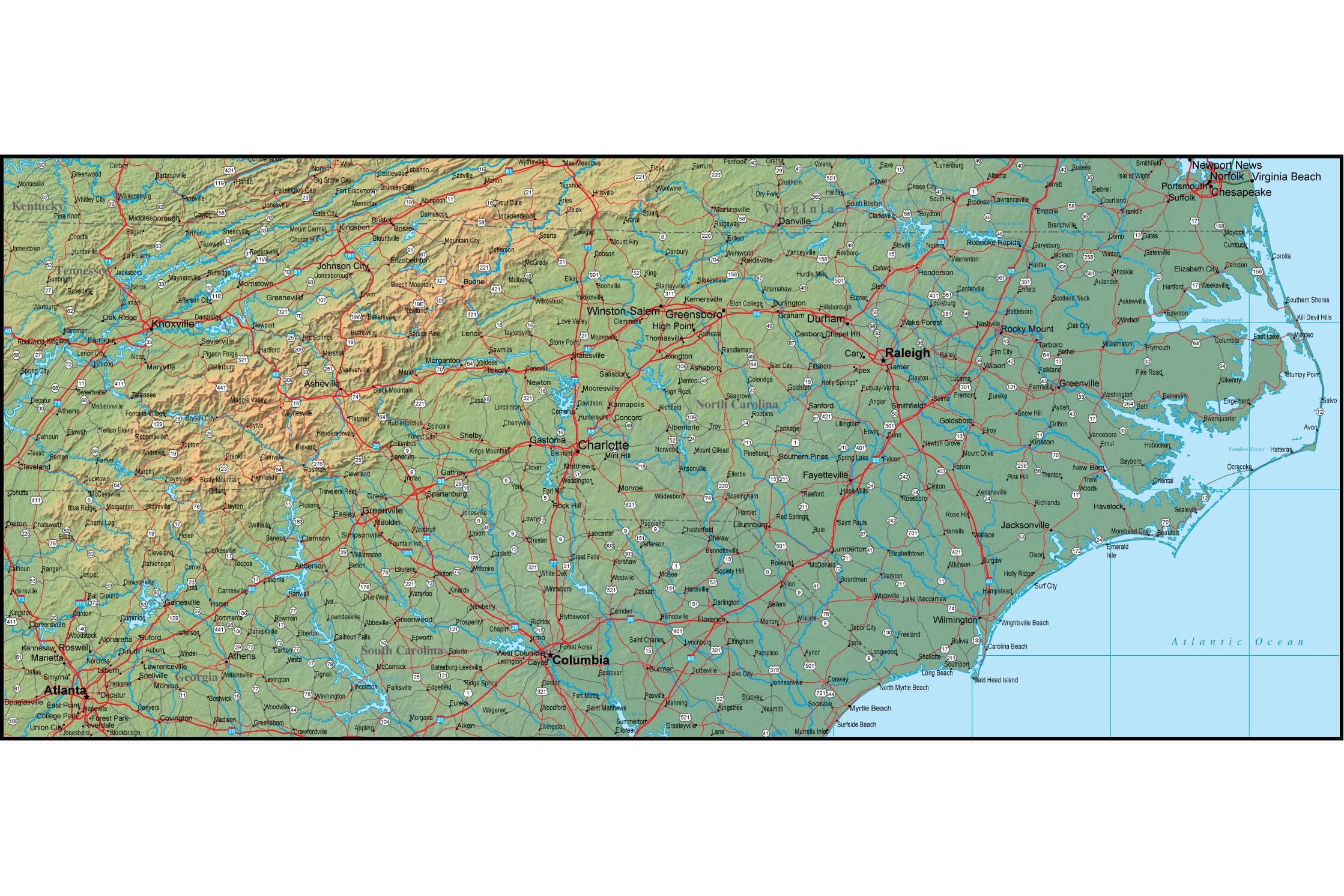 North Carolina regional map