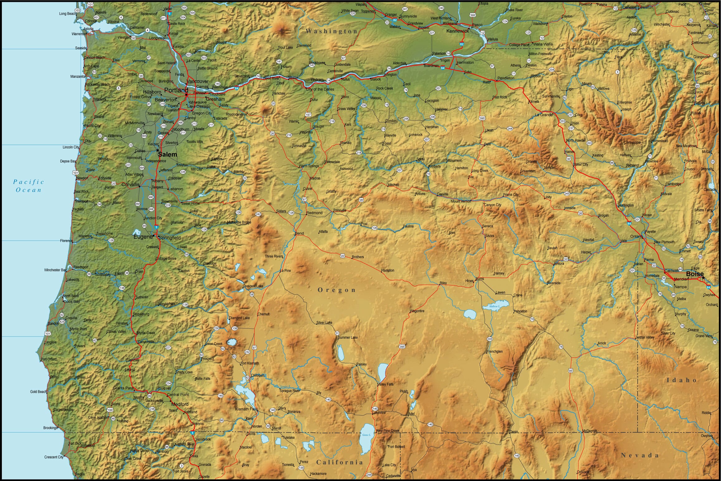 Oregon area map. 