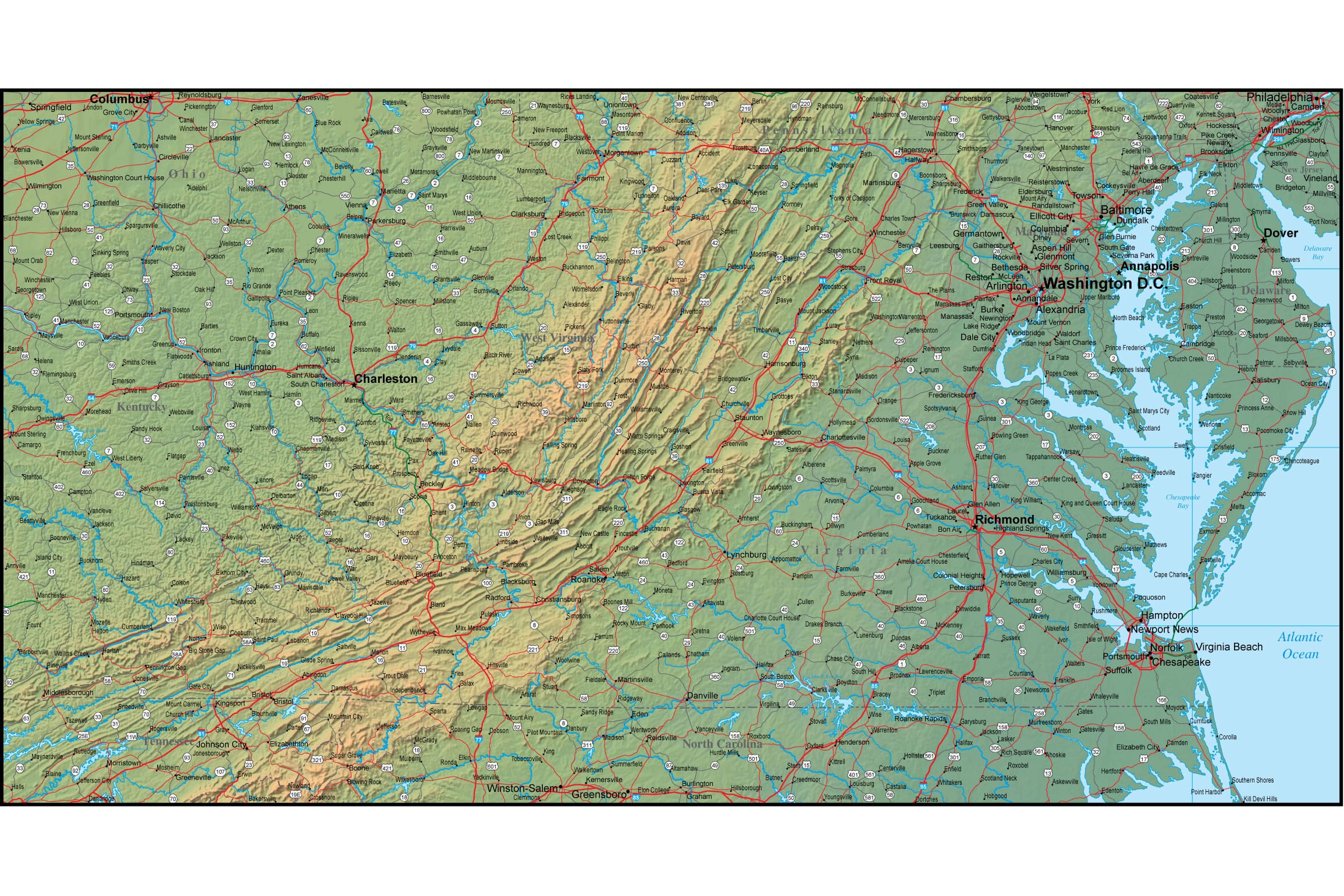 Printable Virginia Map