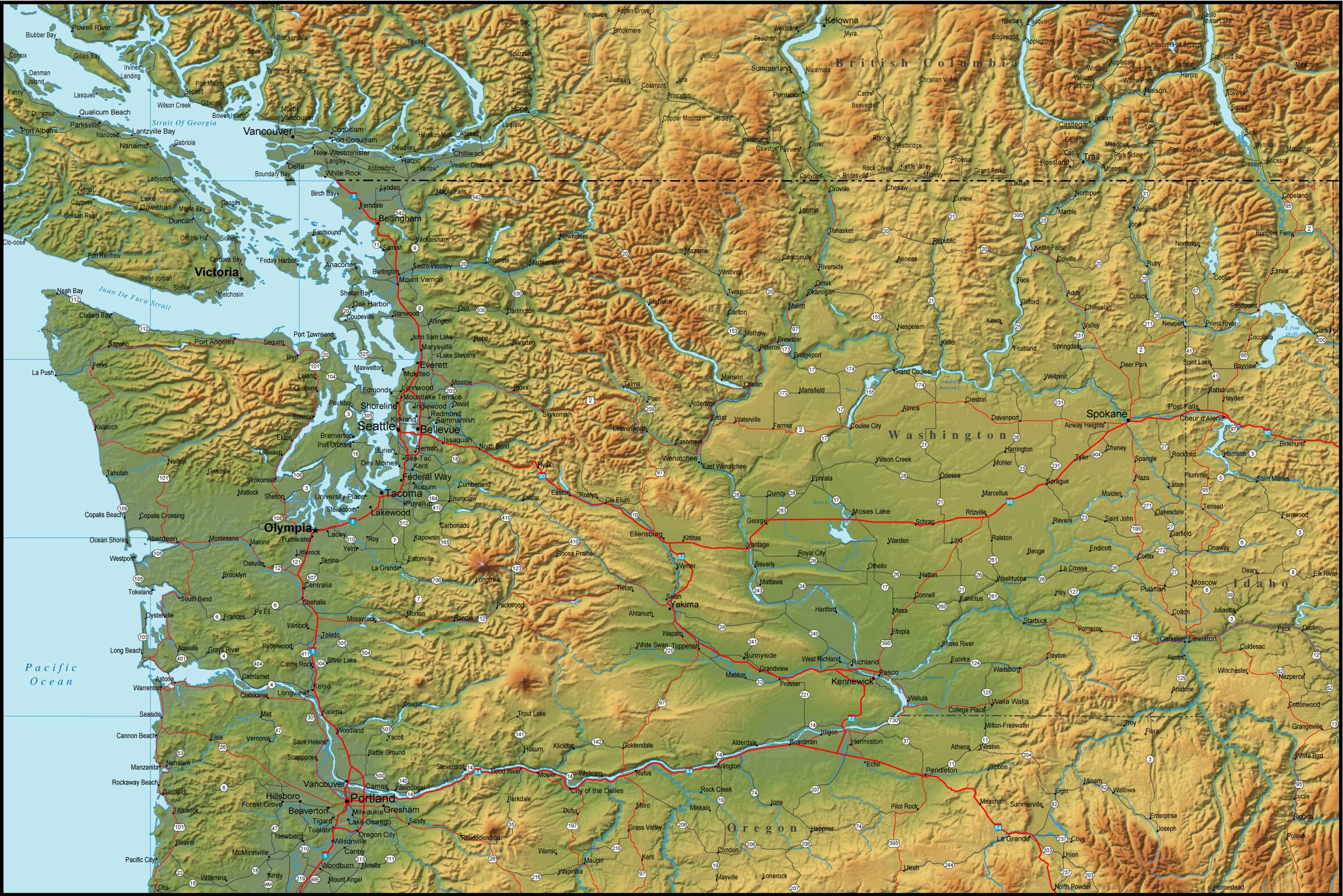 Washington State Geography Map