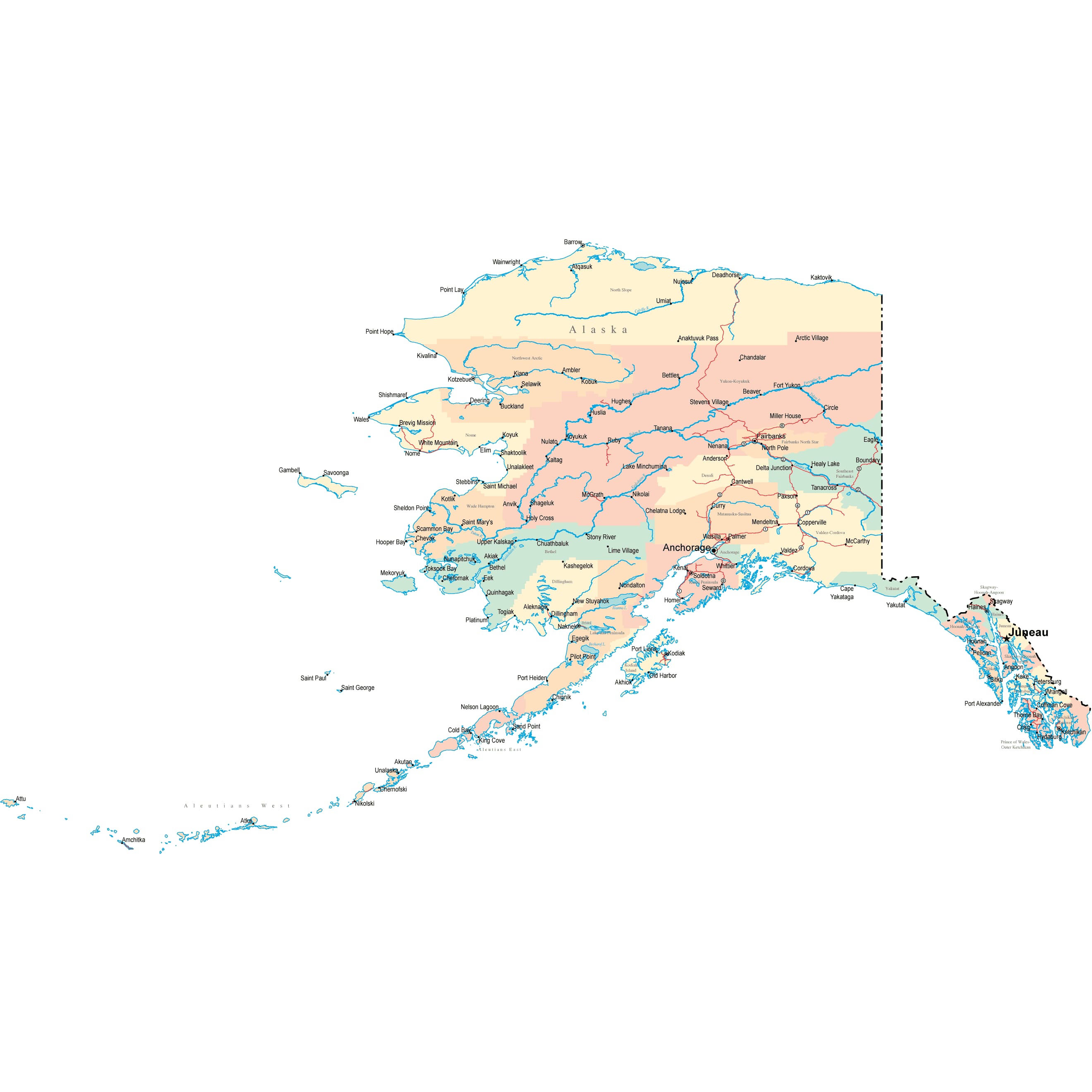 Alaska Road Map - AK Road Map - Alaska Highway Map