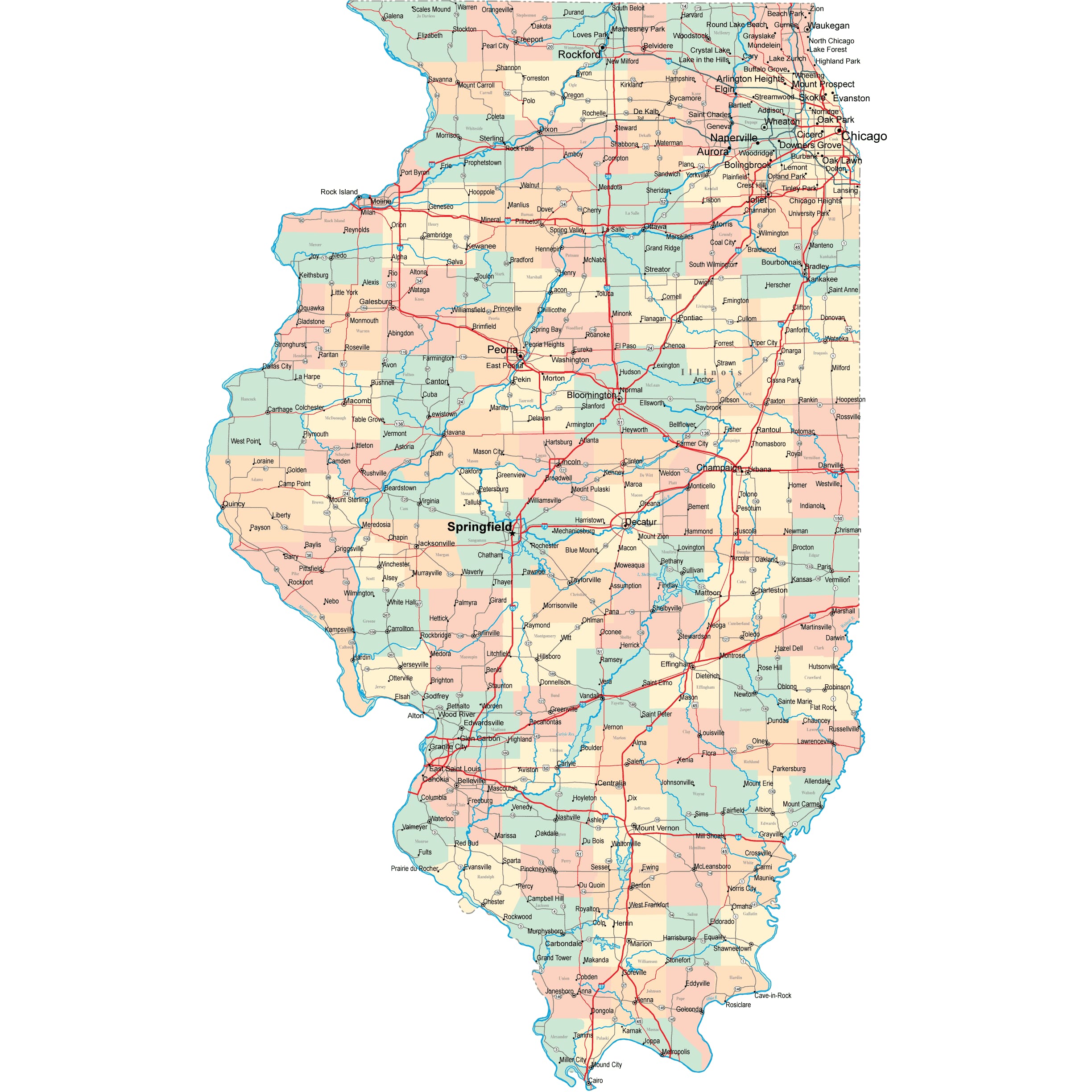 Illinois Road Map - IL Road Map - Illinois Highway Map