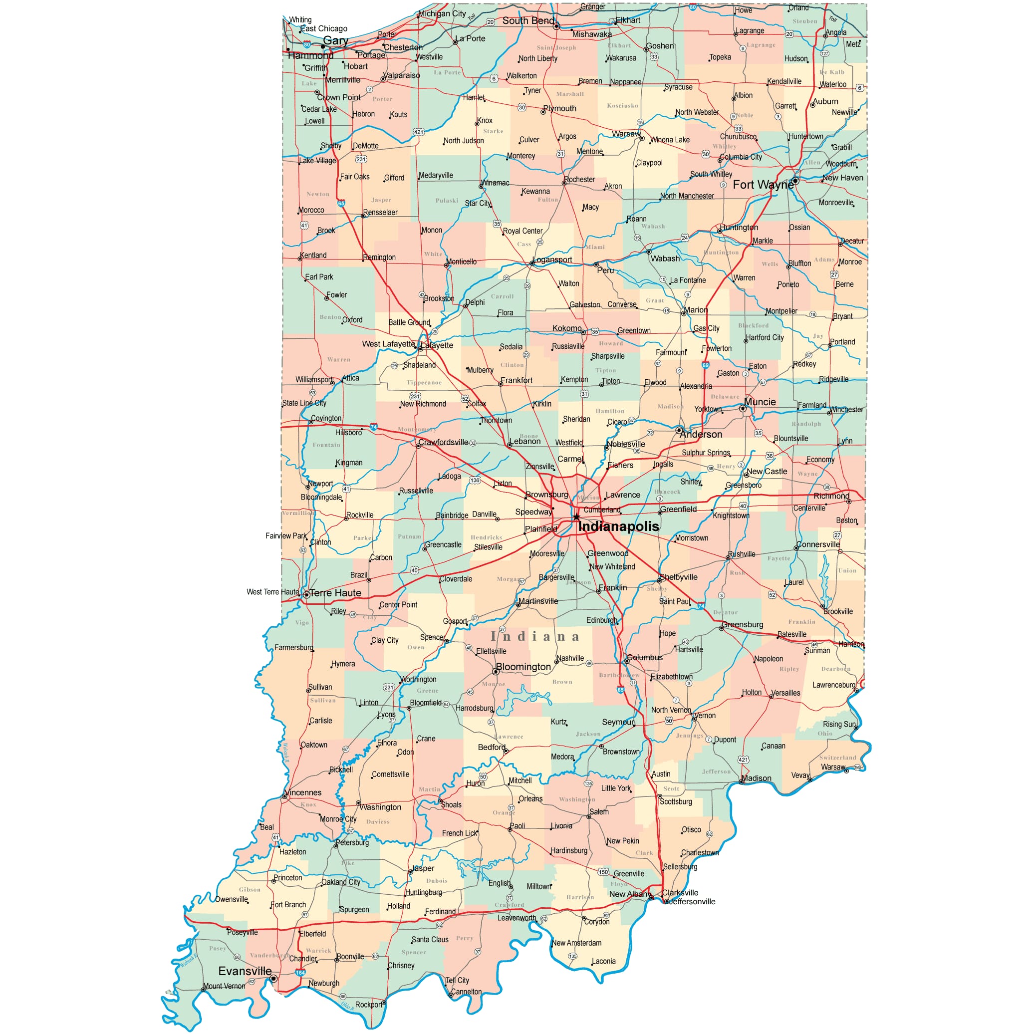 Indiana Road Map IN Road Map Indiana Highway Map