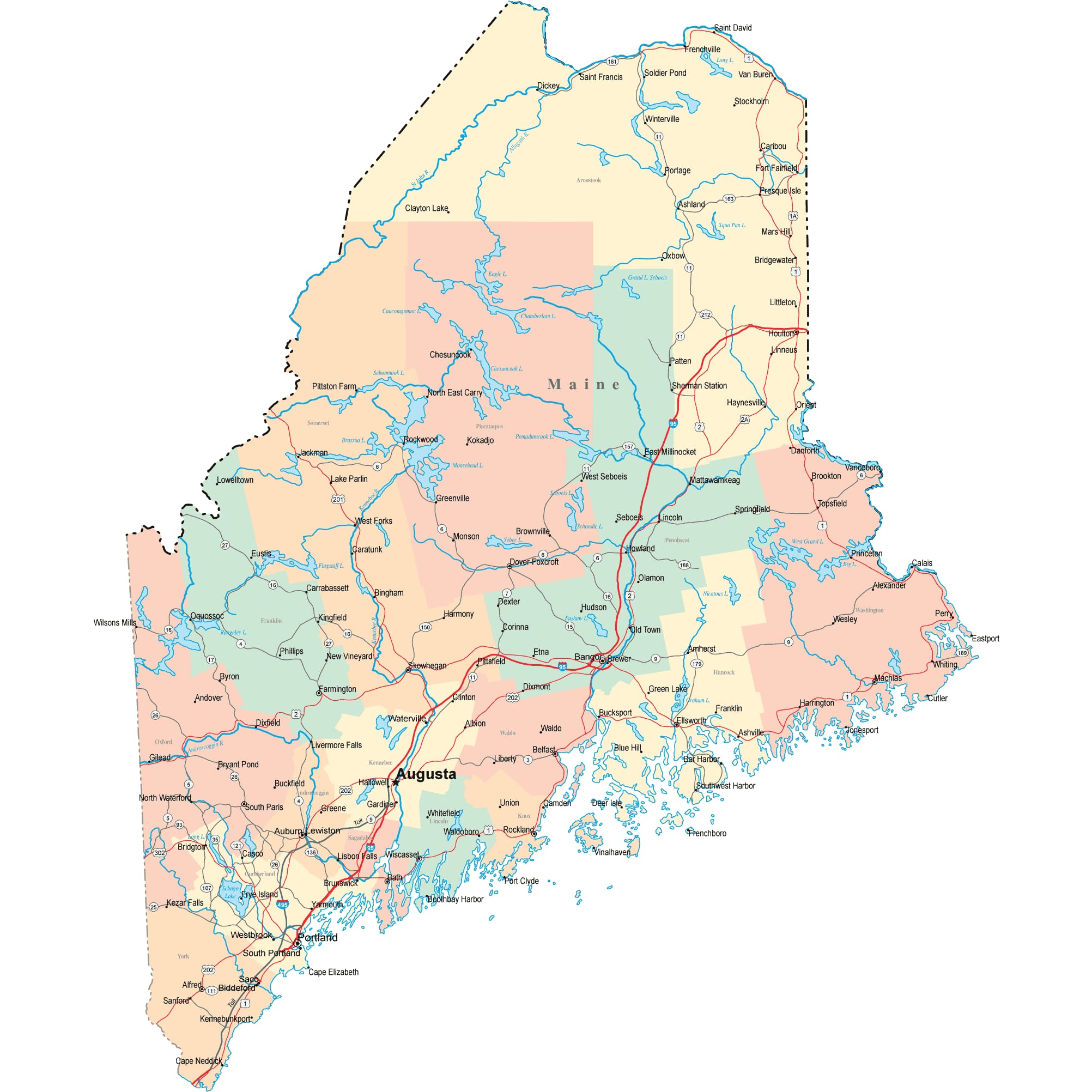 Maine Road Map - ME Road Map - Maine Highway Map